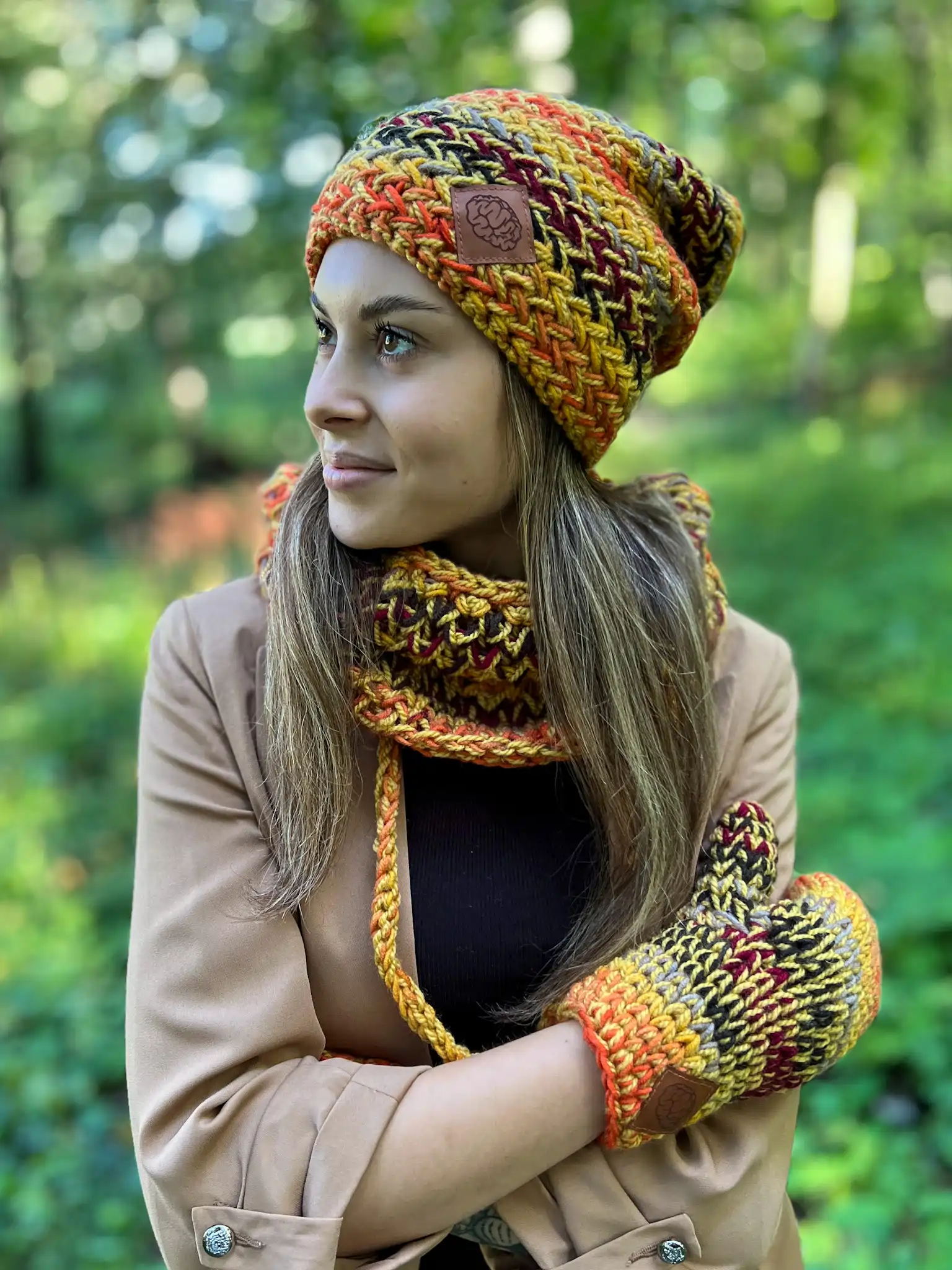 Ciepła czapka zimowa EXPLORER ,,Jasna jesień" 188 ciepla czapka handmade na narty 1