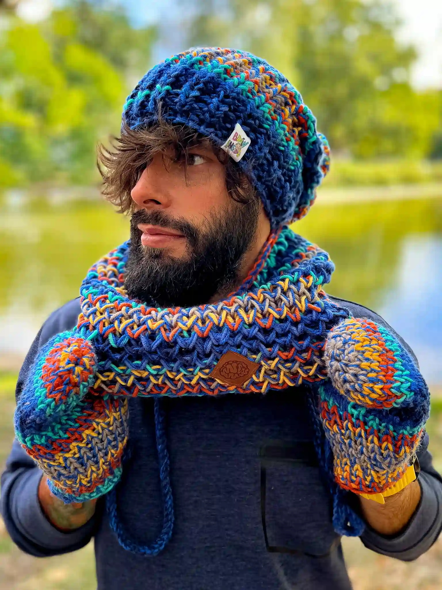 Męskie rękawiczki handmade ,,Górski potok" 19 cieple rekawiczki meskie merino