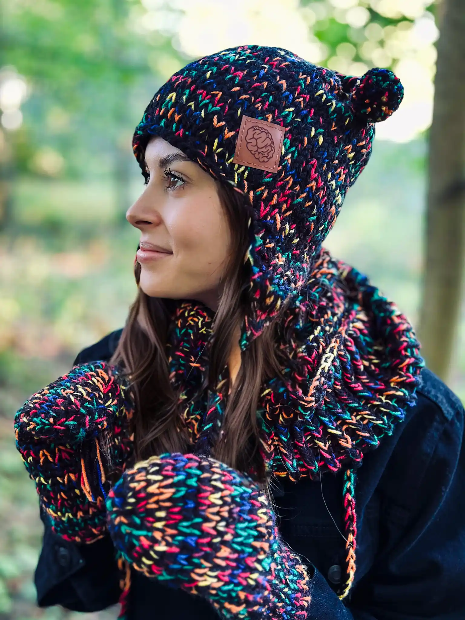 Komin MERINO 66% "Czarne czerwienie" 48 cieply zimowy komin z dodatkiem welny