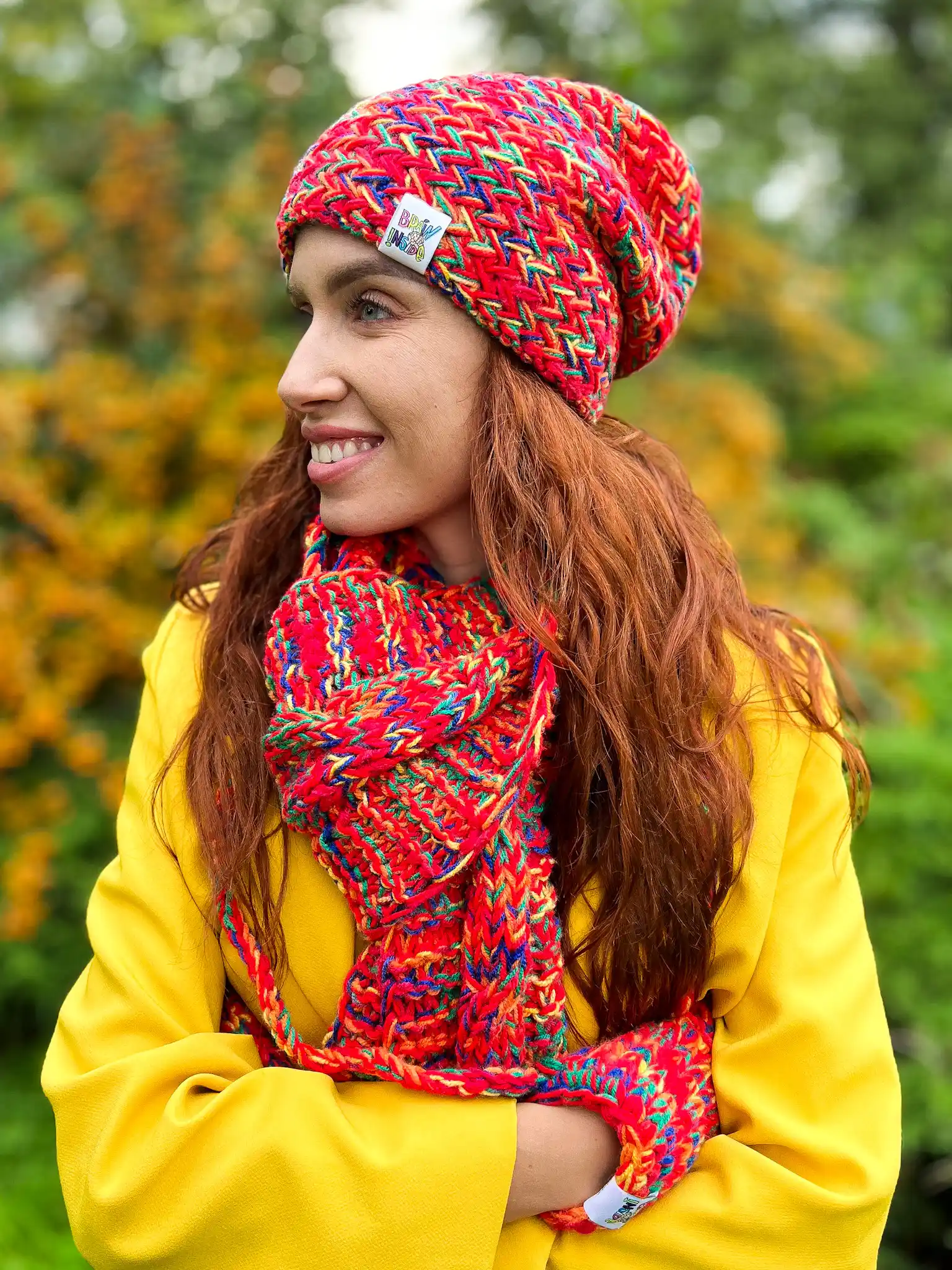 Czapka ręcznie robiona MERINO 50% EXPLORER ,,Czerwienie" 46 co kupić dziewczynie pod choinkę