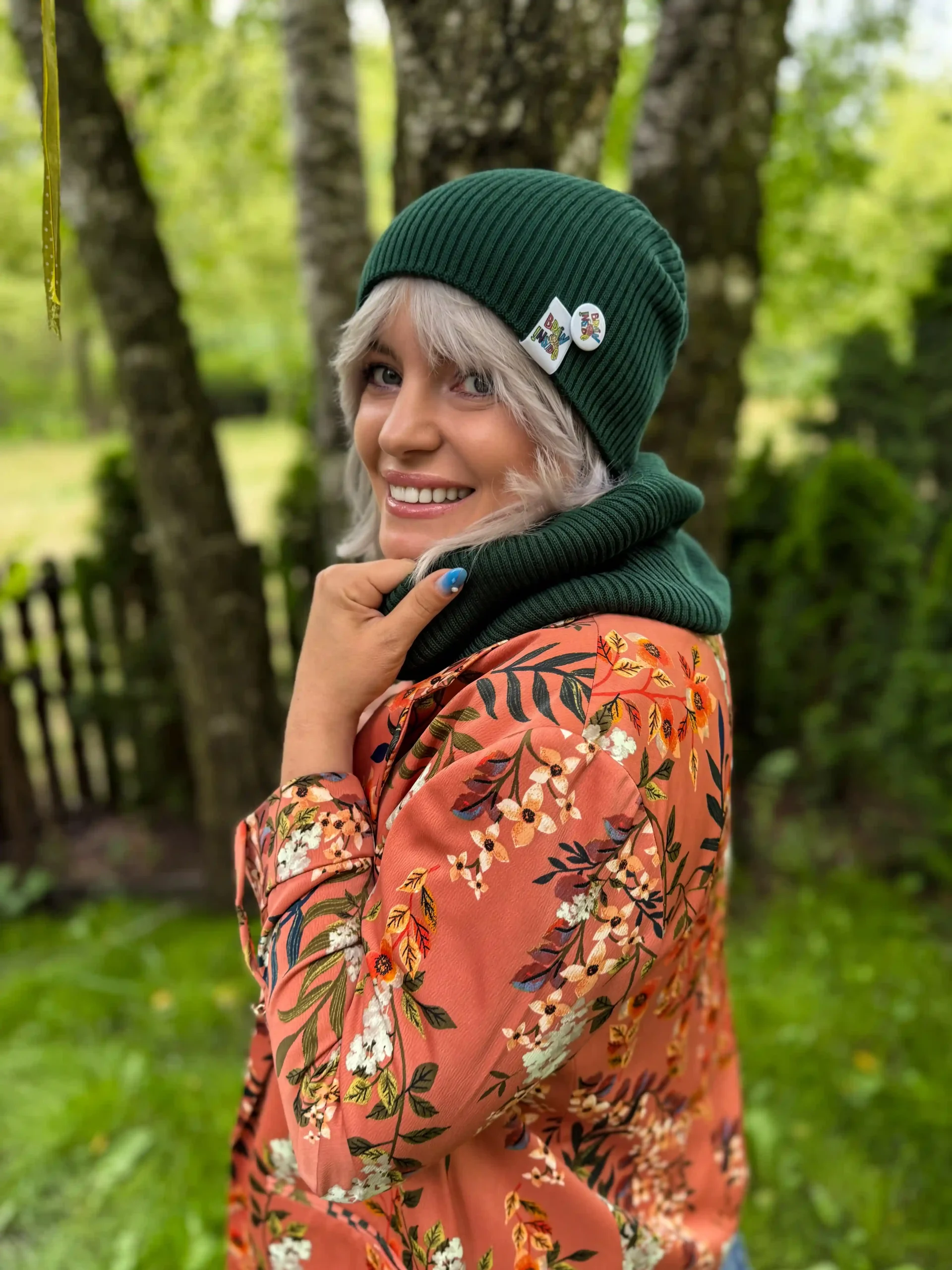 Bawełniany mały komin "Zielony" 184 cuffed beanie zielona scaled 1