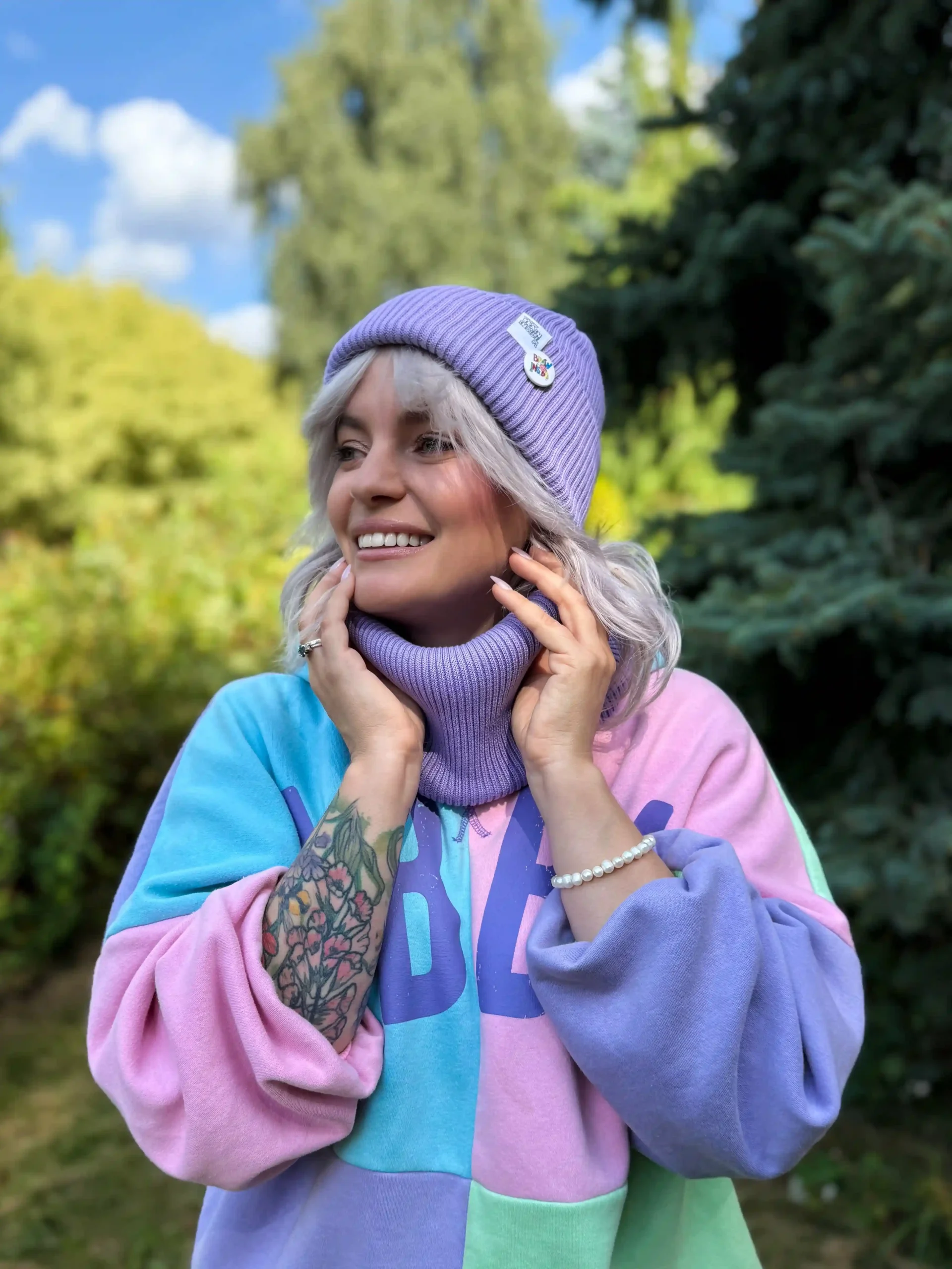 Czapka beanie z bawełny logo kolorowe "Jasny fiolet" 30 czapka beanie bawelniana scaled 1