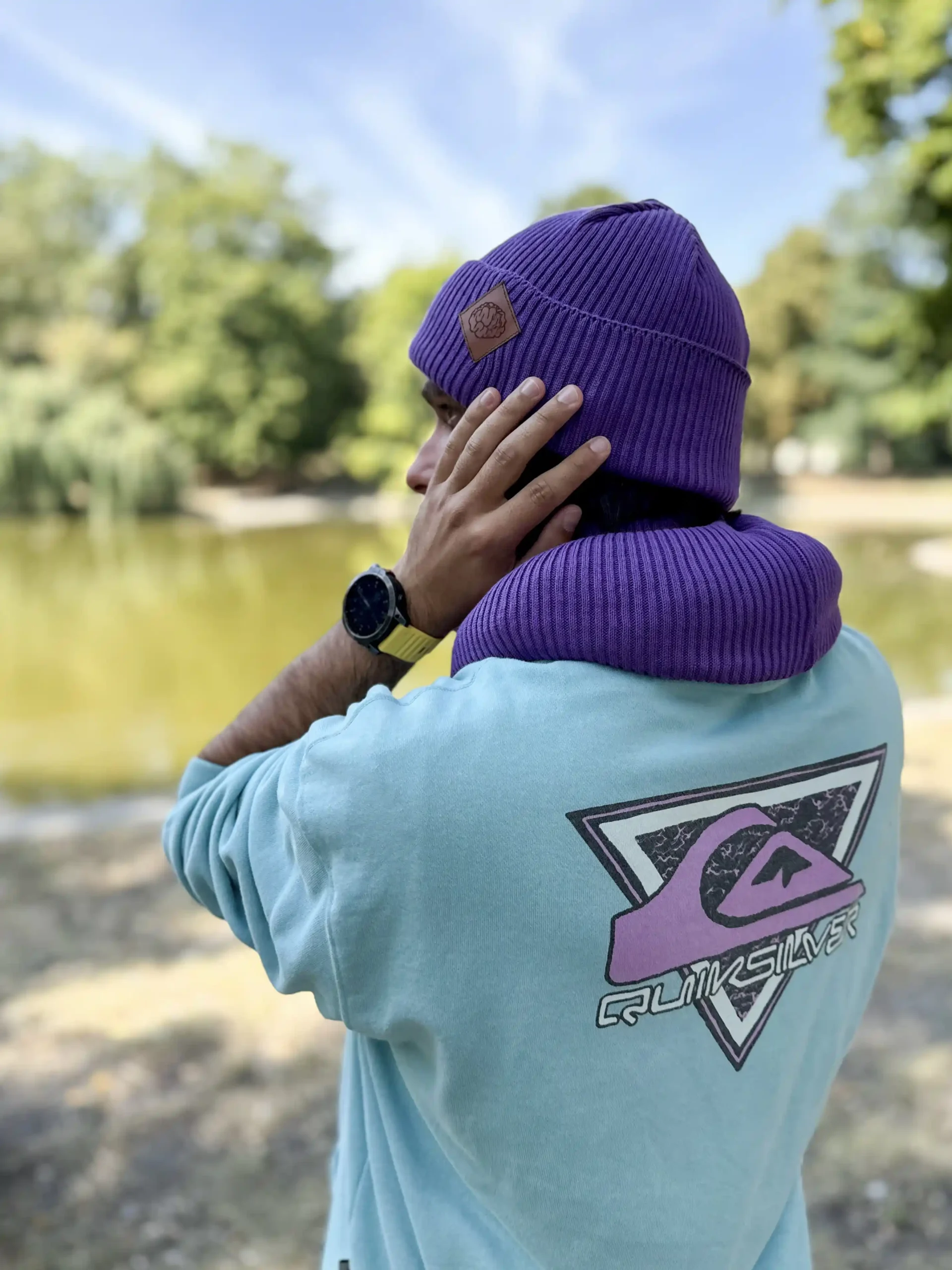 Męska bawełniana czapka beanie logo ekoskórka "Fiolet" 21 czapka beanie meska bawelna scaled 1