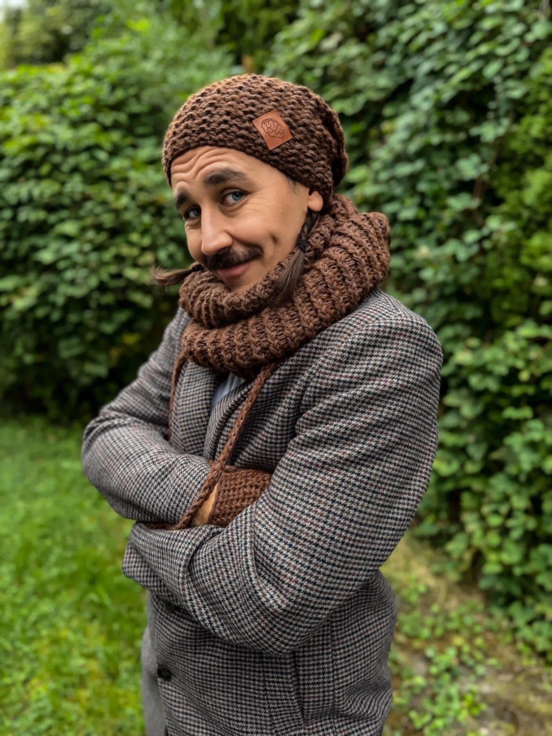 Męska czapka MERINO Neverland "Brąz" + podszewka JEDWAB 143 czapka brazy merynos scaled 1