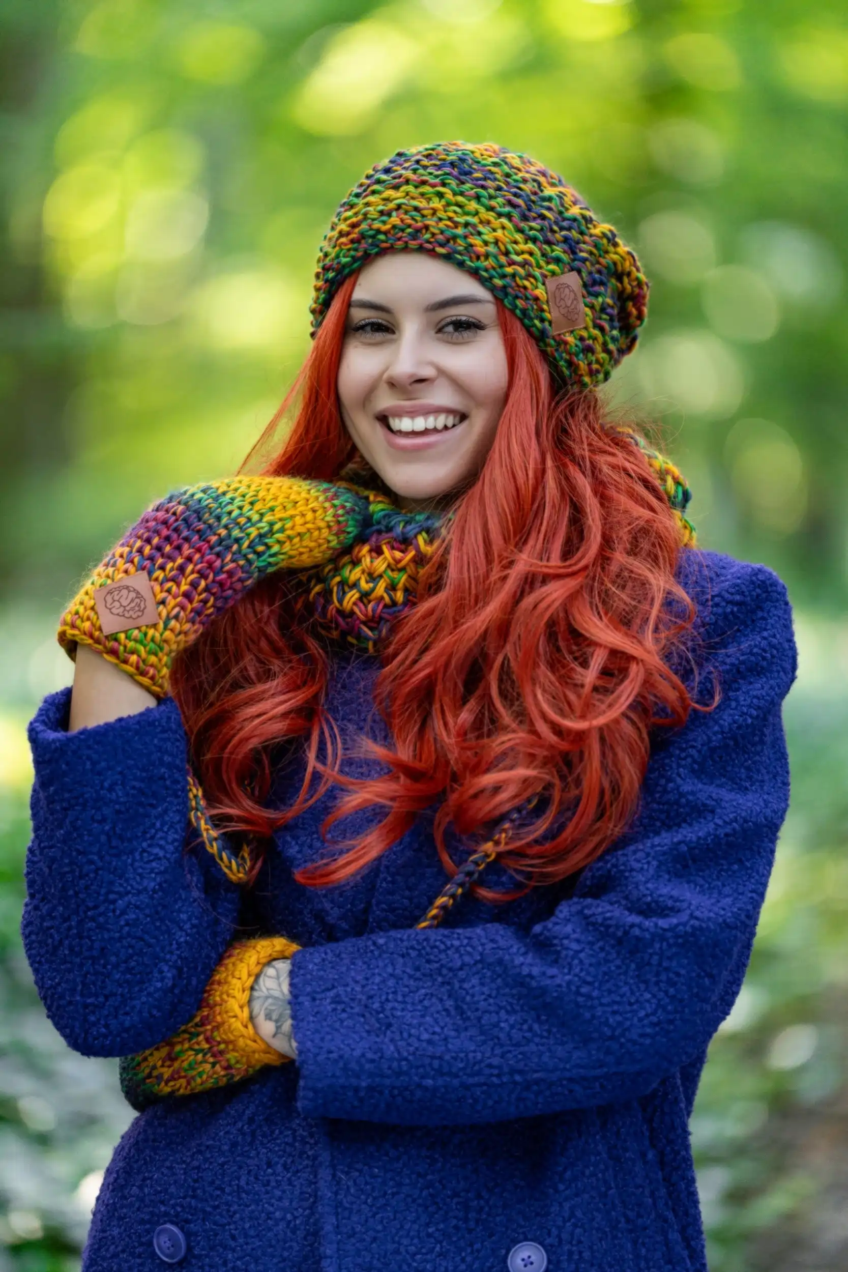 Czapka MERINO 100% Neverland "Kolory" + podszewka BAWEŁNA 236 czapka dla rudych wlosow