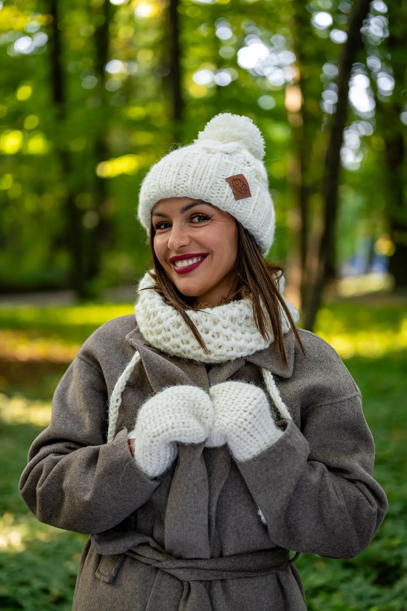Mały komin MERINO "Beżowy ecru" 149 czapka ercu merino 2