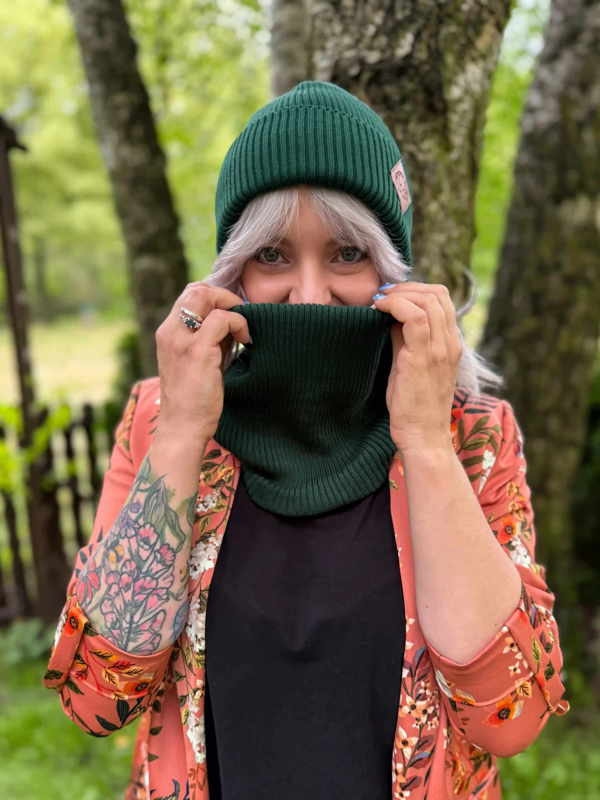 Bawełniana czapka beanie logo ekoskórka "Zielony" 188 czapka fisherman zimowa zielona scaled 1