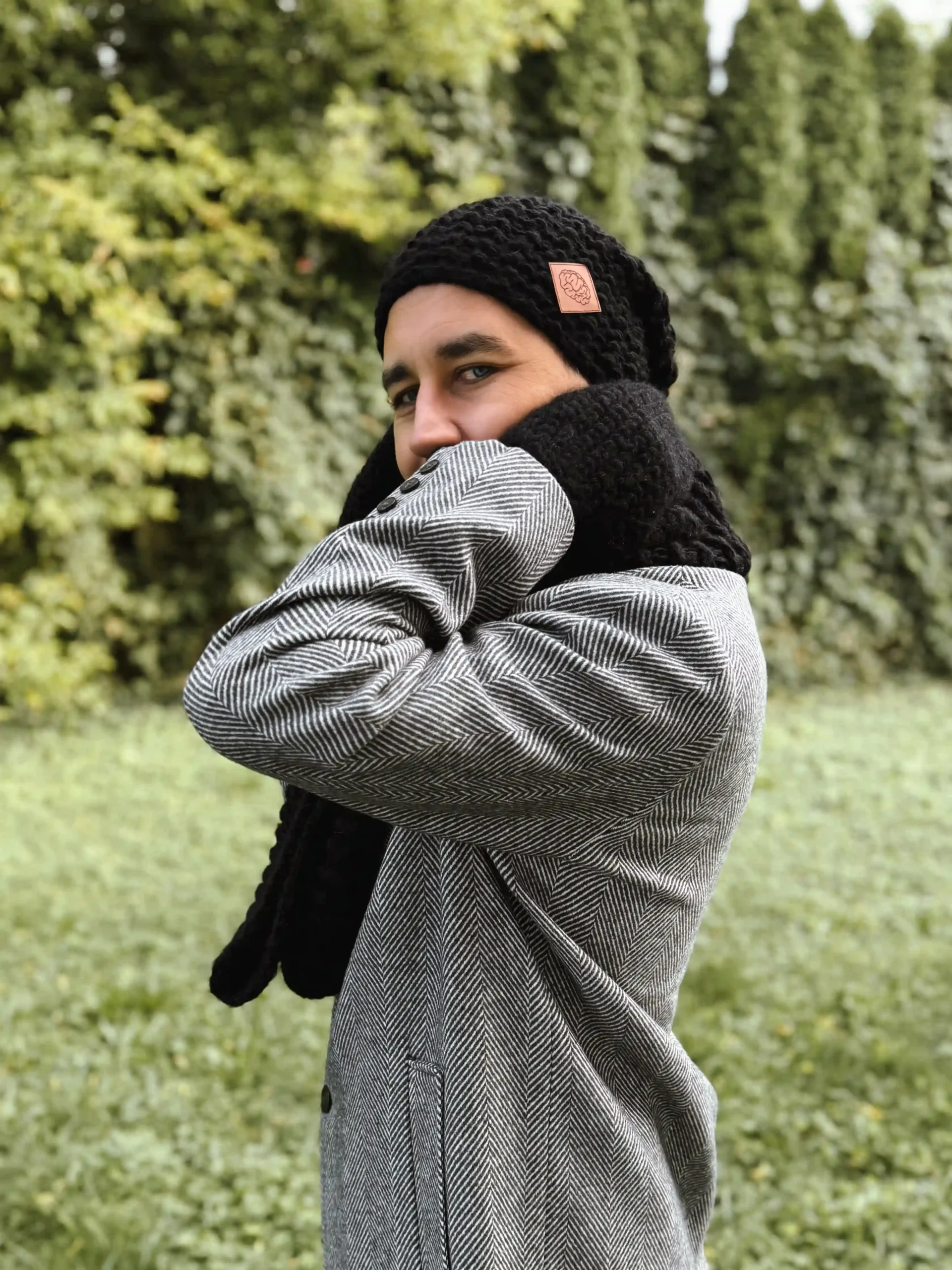 Męska czapka MERINO Neverland "Czarny" + podszewka JEDWAB 212 czapka handmade merino meska czarna scaled 1