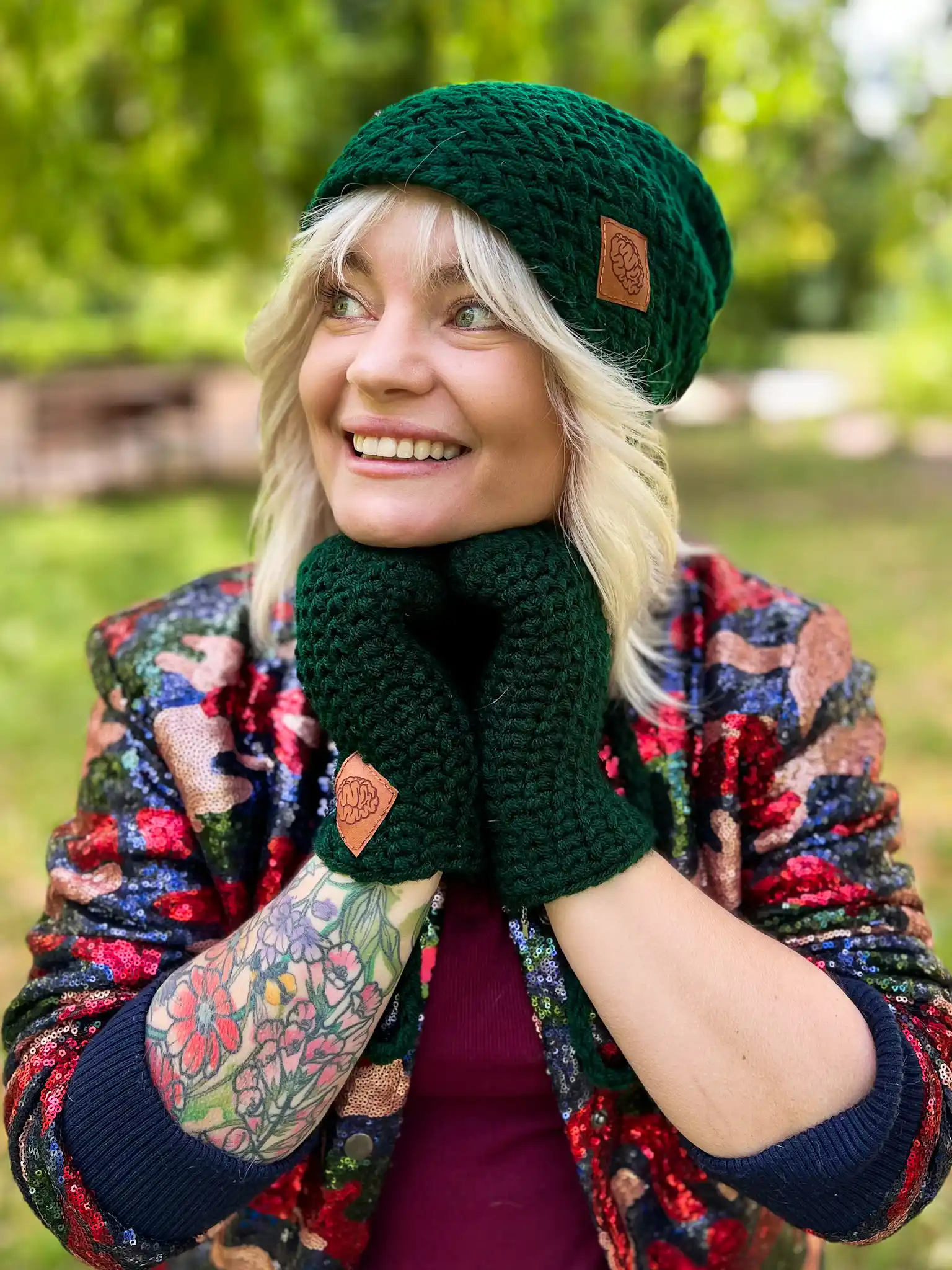 Czapka ręcznie robiona EXPLORER "Ciemny zielony" 67 czapka handmade merino
