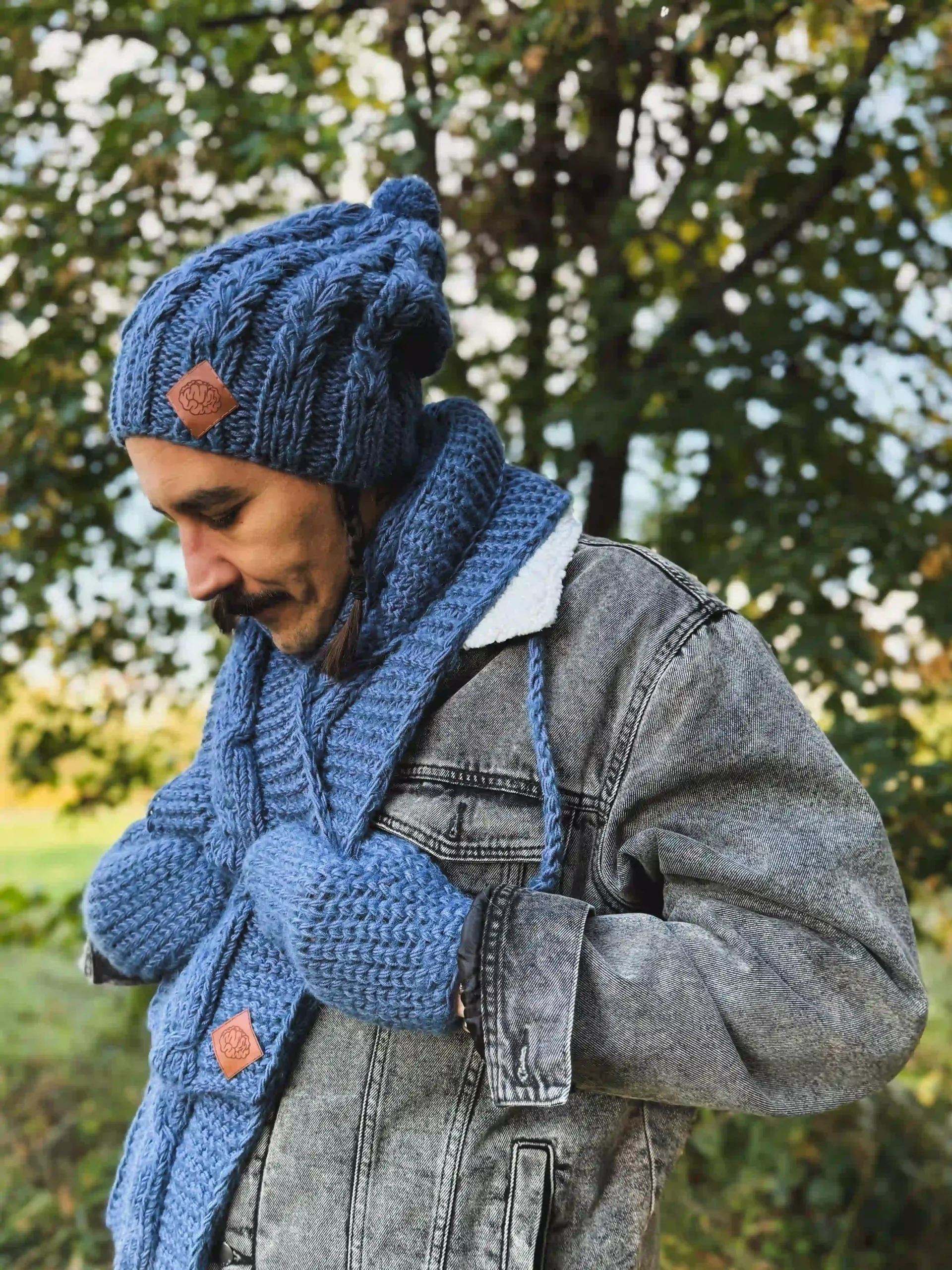 Męska czapka MERINO Smile "Ciemny niebieski" + podszewka JEDWAB 61 czapka handmade meska merino scaled 1