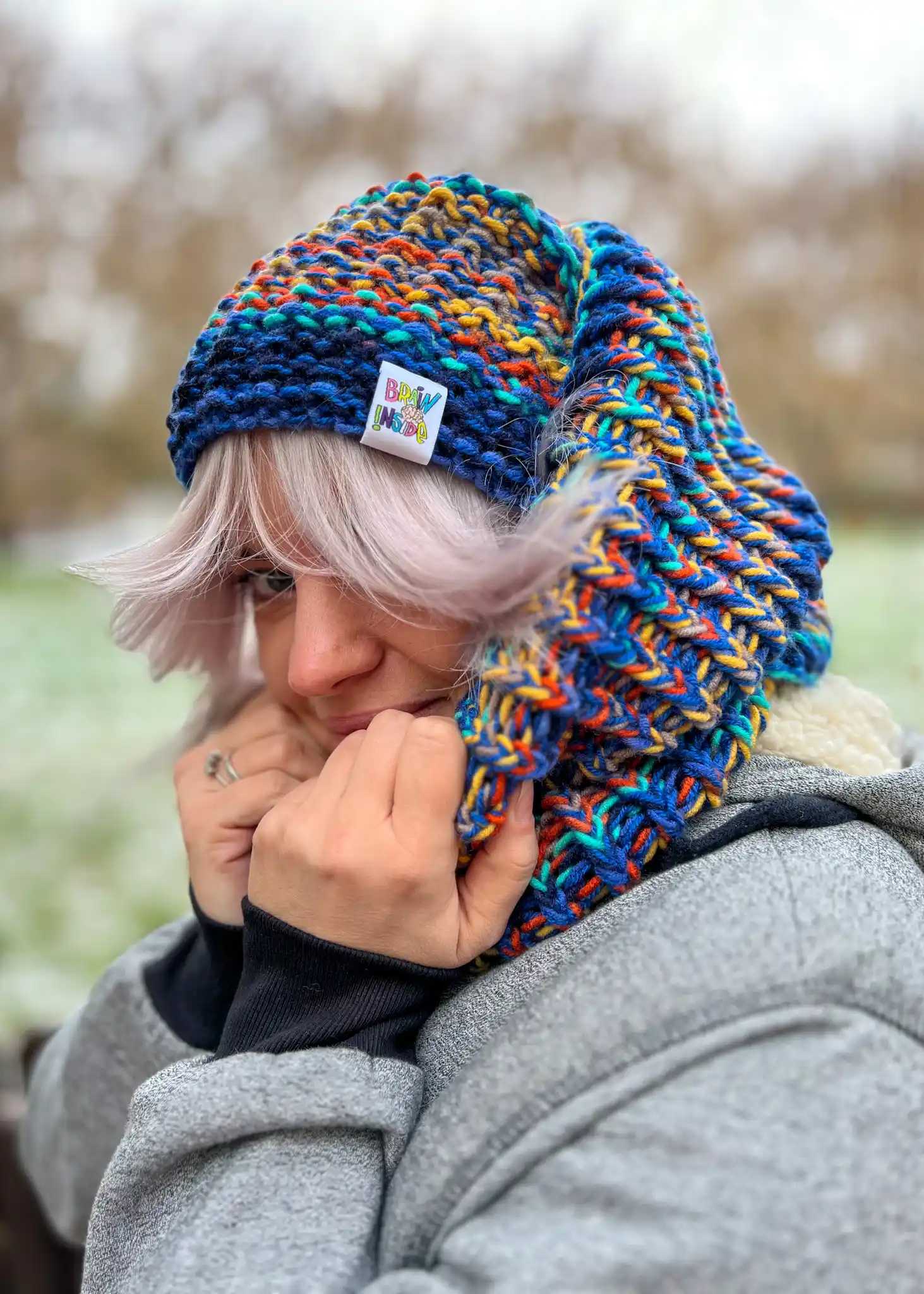 Komin merino 50% "Górski potok" 138 czapka-handmade-młodzieżowa