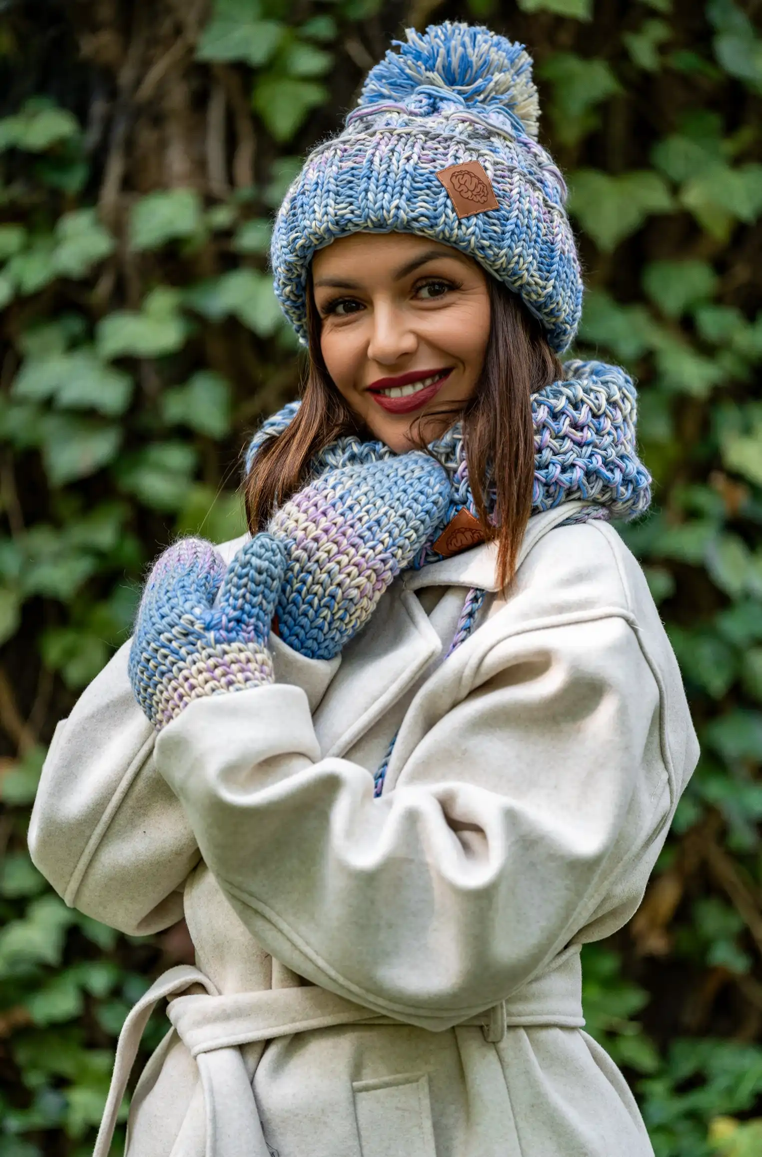 Czapka MERINO 100% Euforia "Pastele" 172 czapka merino zpomponem kolorowa
