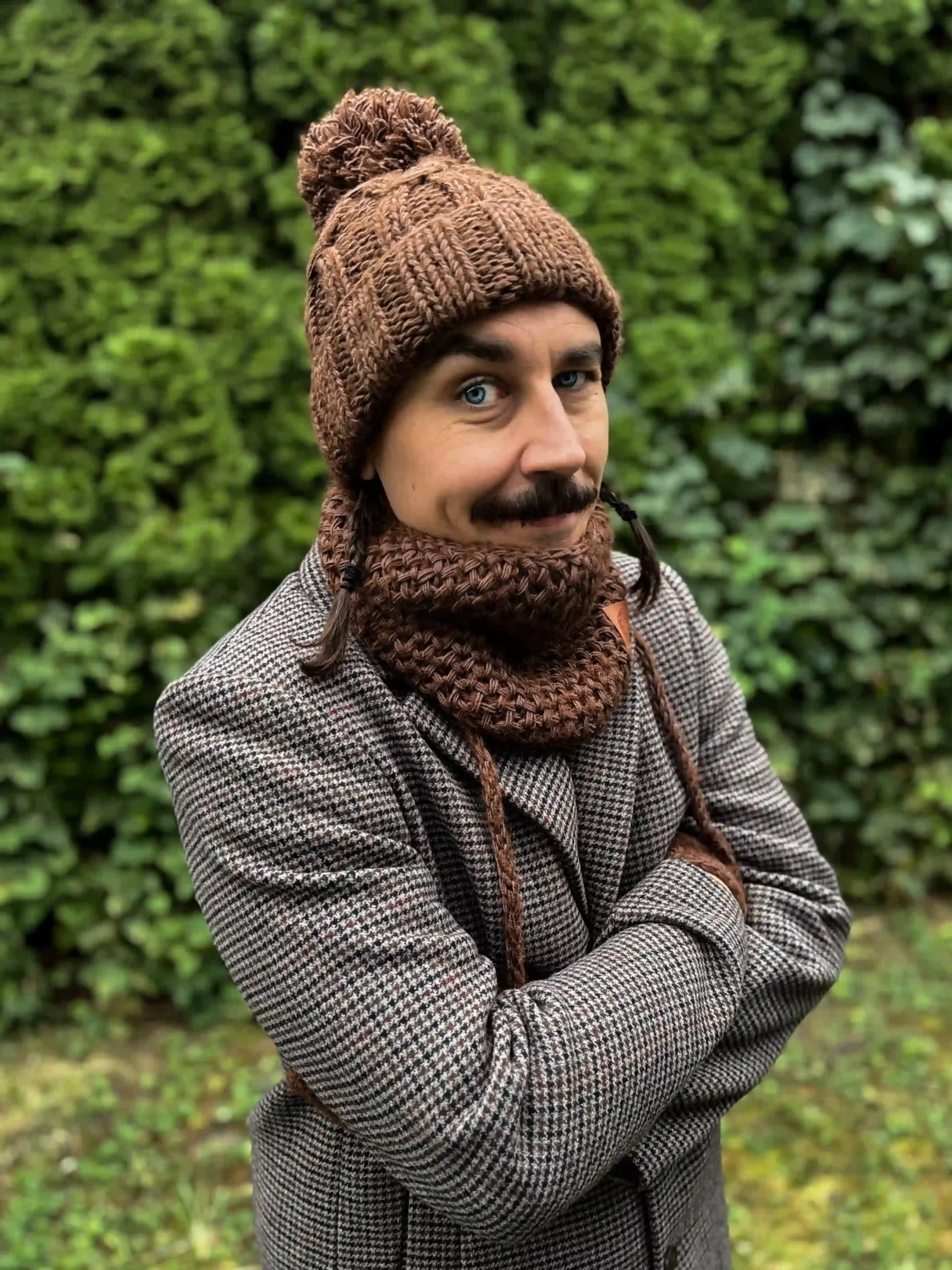 Męska czapka MERINO Euforia "Brąz" 155 czapka meska z duzym pomponem merino scaled 1