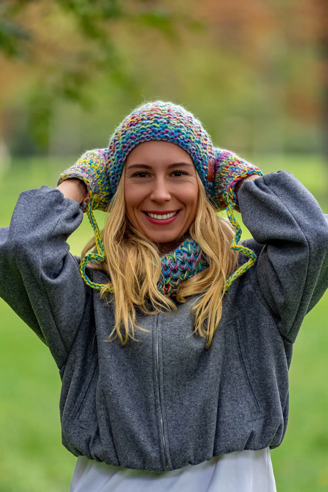 Czapka MERINO Neverland "Cukierki" + podszewka BAWEŁNA 53 czapka na niesforne wlosy