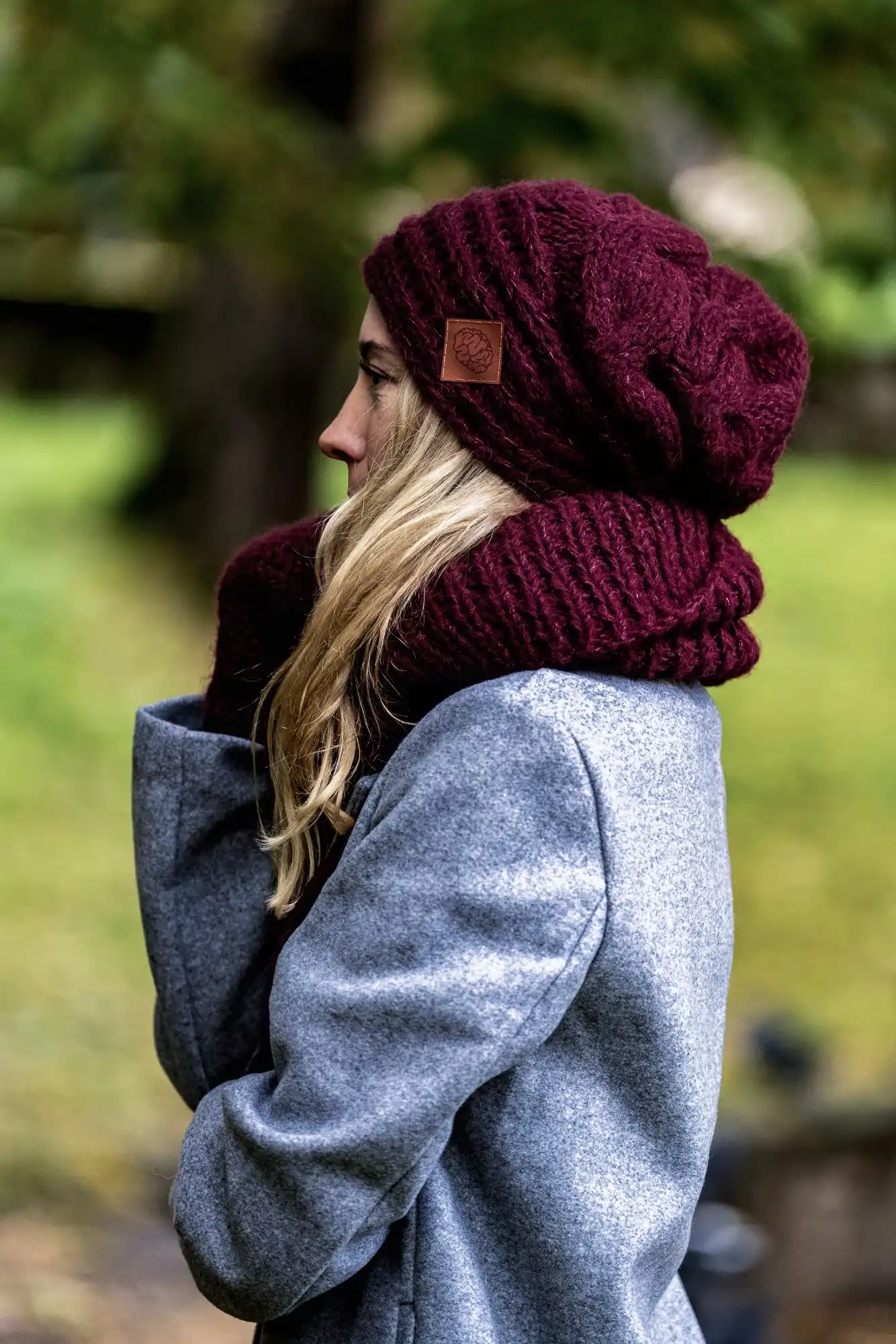 Komin MERINO "Bordo" 159 czapka na zamw