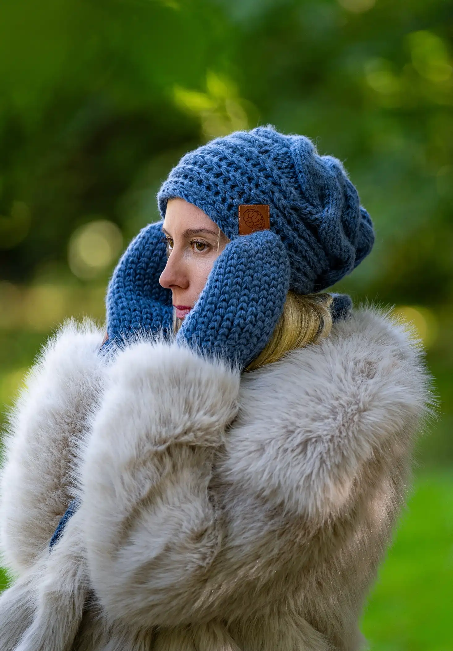 Rękawiczki MERINO "Ciemny niebieski" 213 czapka oversize merino