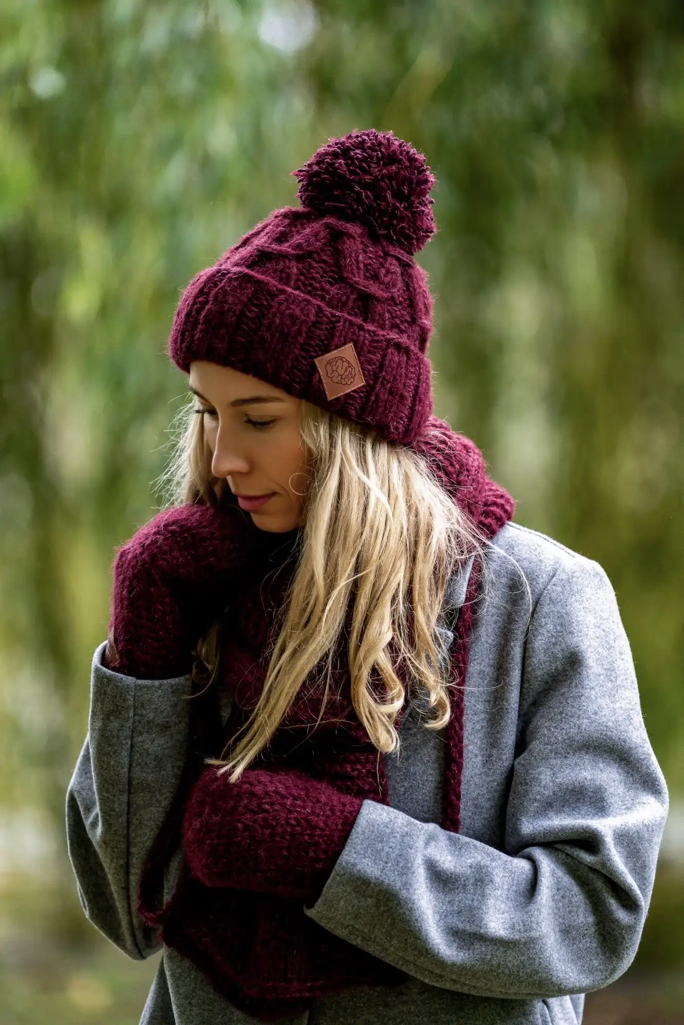 Czapka MERINO Euforia "Bordo" 65 czapka z logo firmy naturalne materialy