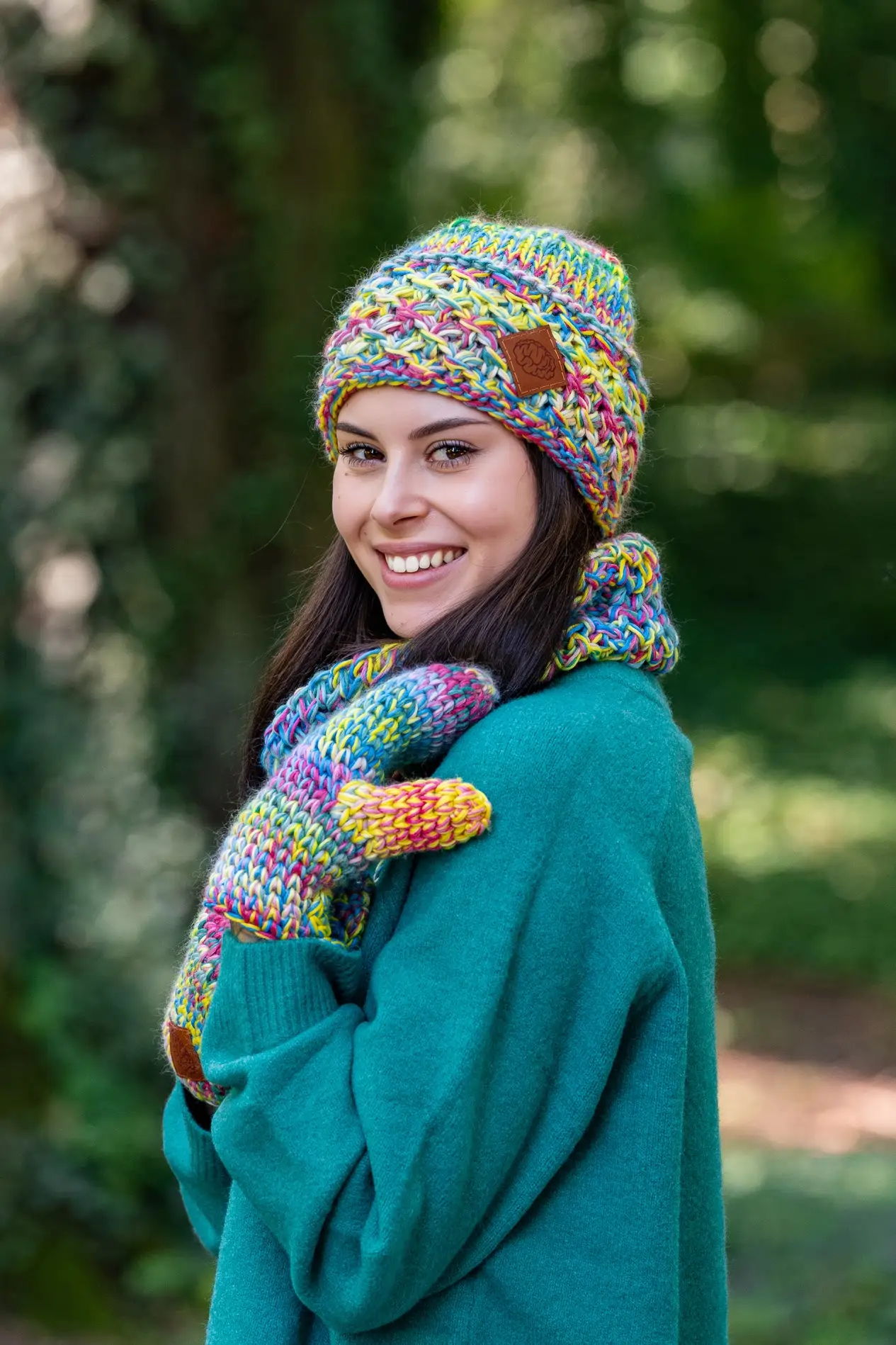 Czapka MERINO 100% Hope "Cukierki" + podszewka BAWEŁNA 146 czapka z podszytym jedwabiem