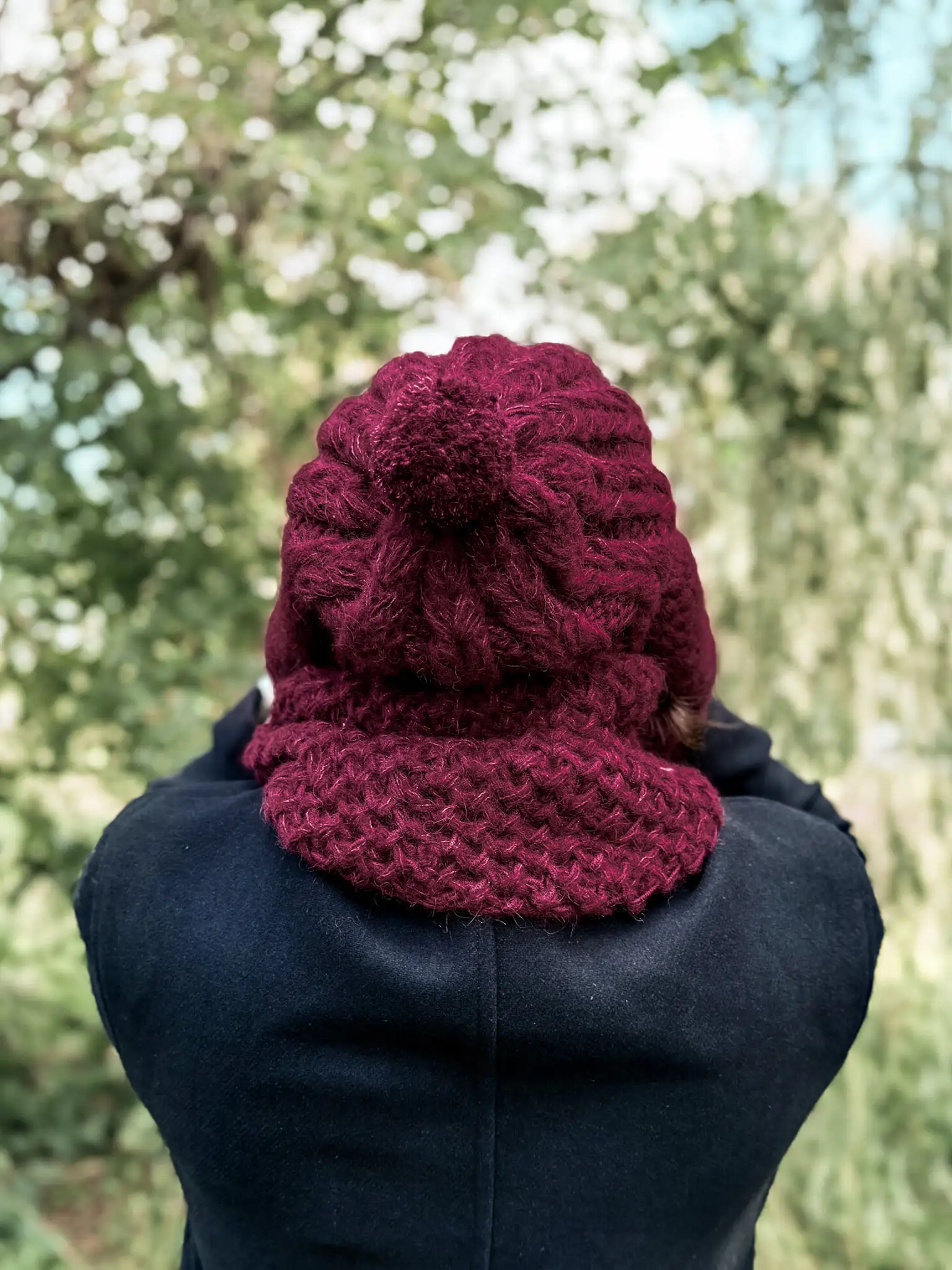Męska czapka MERINO Smile "Bordo" + podszewka JEDWAB 99 czapka z pomponem meska merino