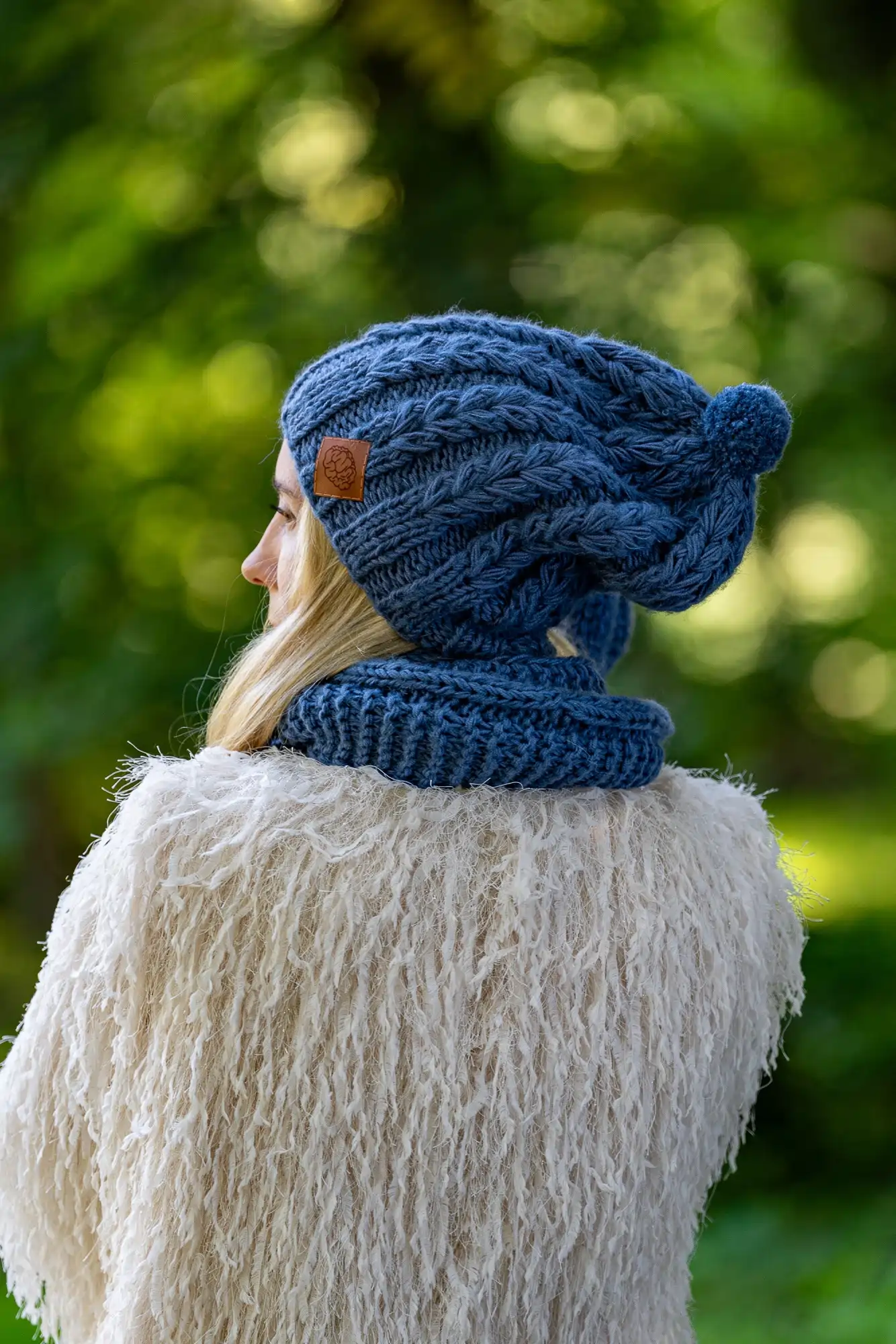 Czapka MERINO Smile "Ciemny niebieski"+ podszewka JEDWAB 155 czapka zimowa merino z jedwabna podszewka