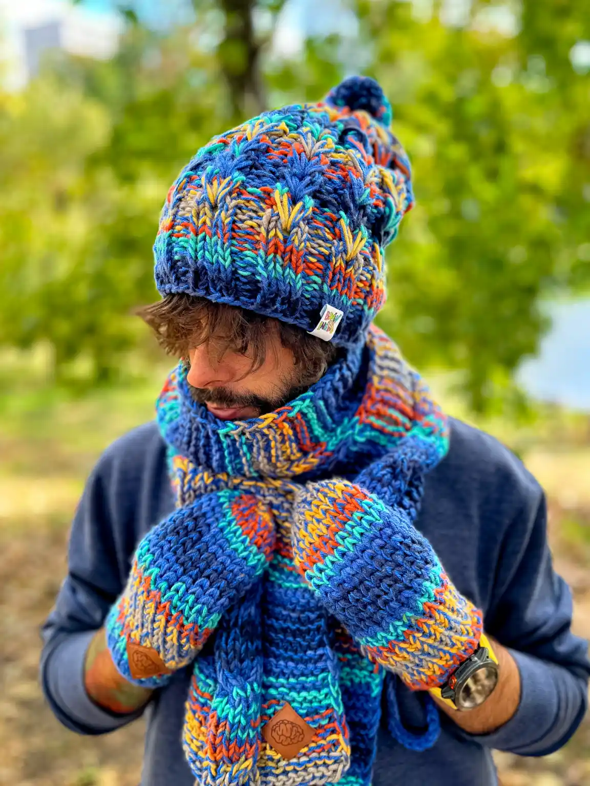 Męska czapka MERINO 50% "Górski potok" SMILE 239 czapka meska handmade