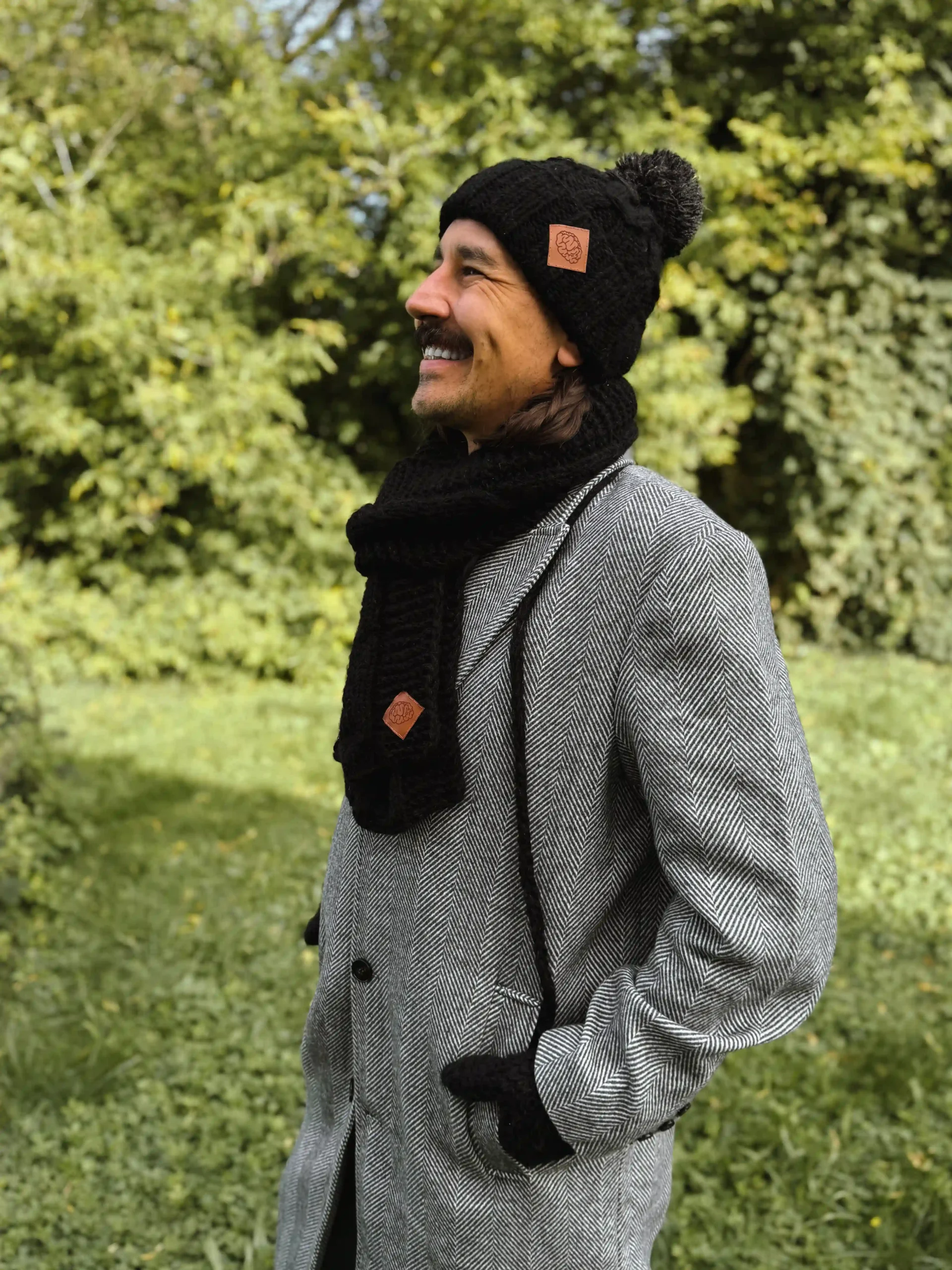 Męska czapka MERINO Euforia "Czarny" 187 czarna czapka meska merino z pomponem scaled 1