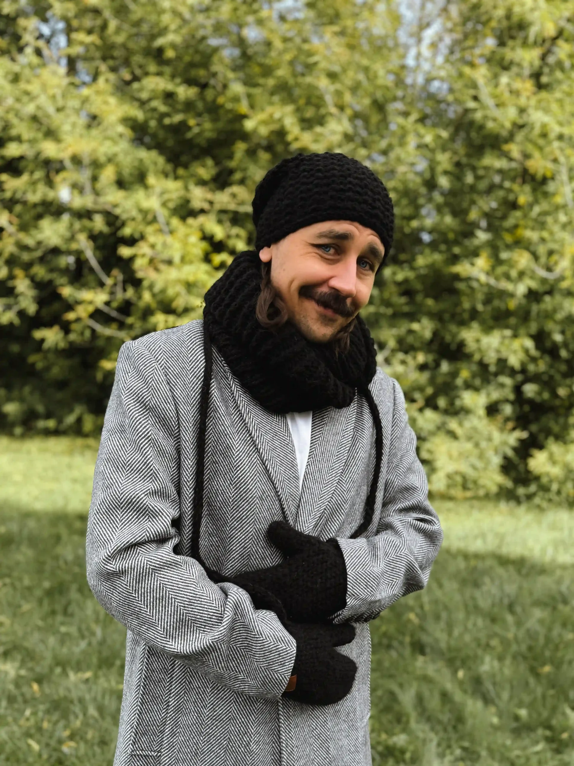 Męskie rękawiczki MERINO "Czarny" 95 czarne rękawiczki męskie merino