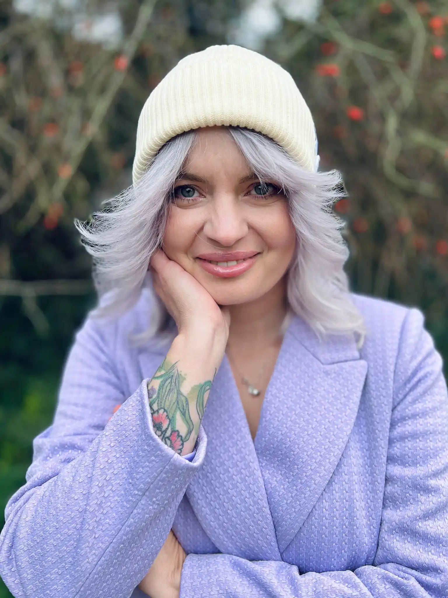 Czapka beanie z bawełny logo kolorowe "Ecru" 112 dwustronna bawelniana czapka ecru