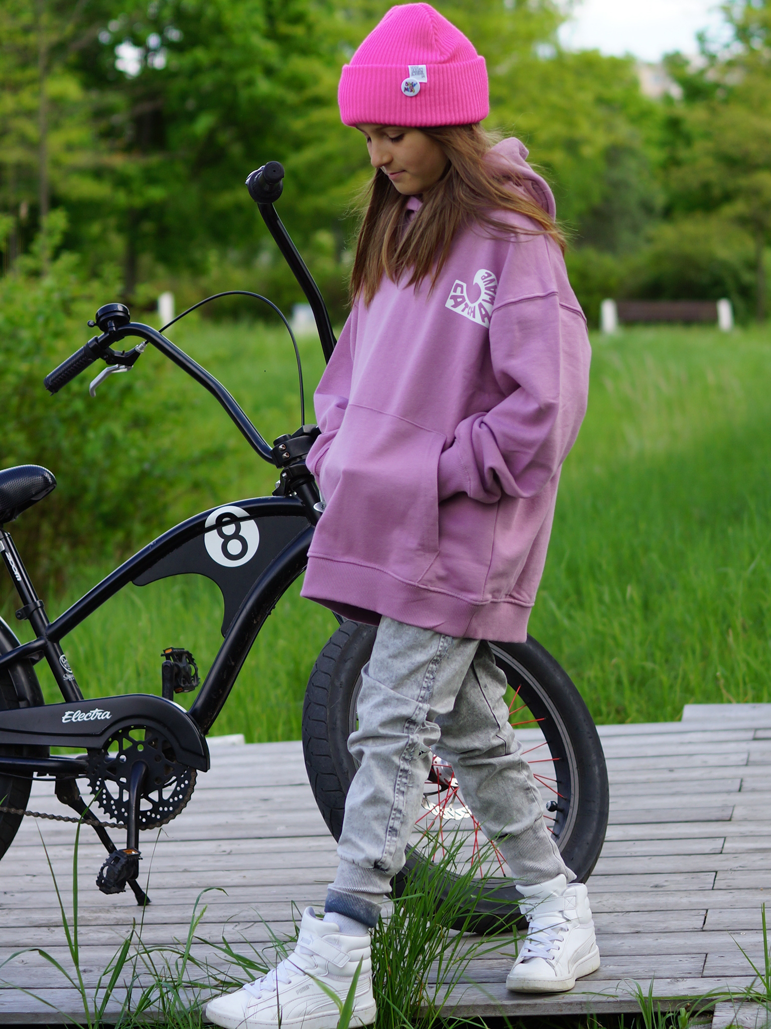 Czapka beanie dla dziecka logo kolorowe "Neonowy różowy" 41 fluo pink czapka dla dzieci Brain Inside 1