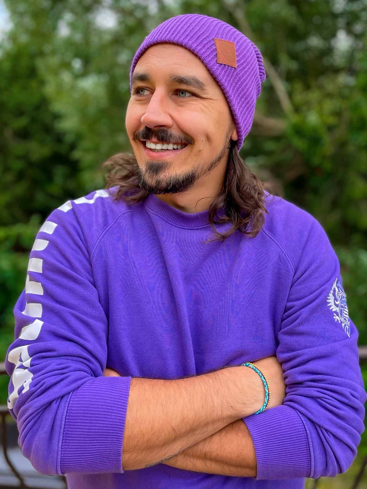 Męska czapka long logo ekoskórka "Fiolet" 29 Czapka long fiolet