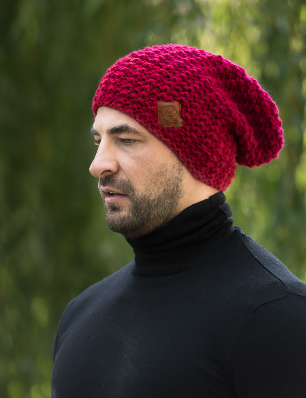 Męska czapka zimowa slouchy NEVERLAND "Ciemny czerwony" 111 Czapka zimowa slouchy ciemny czerwony