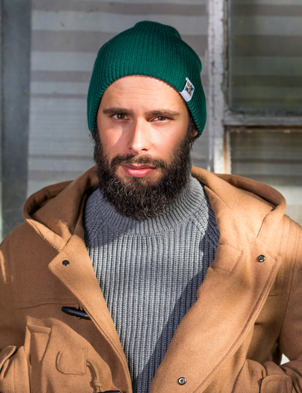Męska czapka slouchy logo kolorowe "Zielony" 25 glowne ZIELONA beanie lesny kolor brain inside