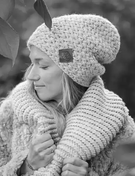Czapka według mojego projektu EXPLORER 29 handmade jasny szary paloma czapka boba brain inside recznie robiony