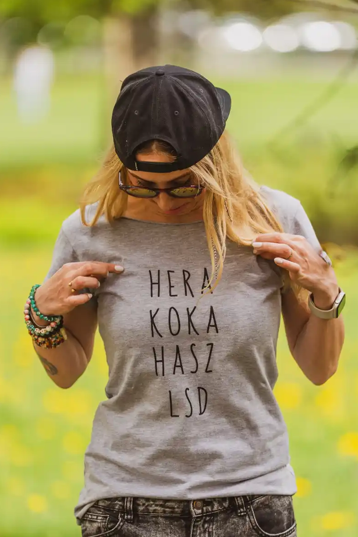 Szary top z napisem Hera koka hasz LSD 29 hera koka hasz lsd koszulka