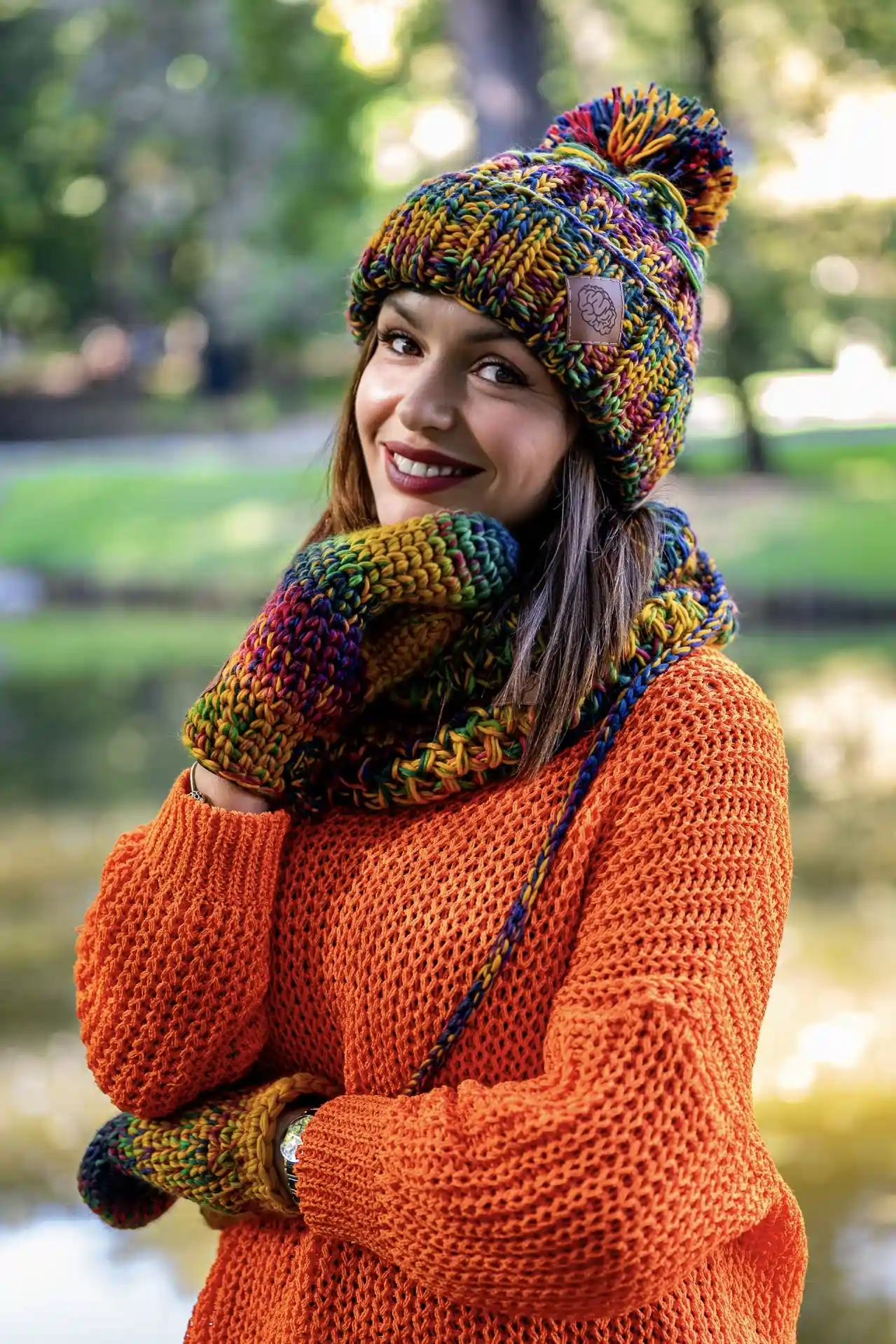 Czapka MERINO 100% Euforia "Kolory" 55 kolorowa czapka damska merino