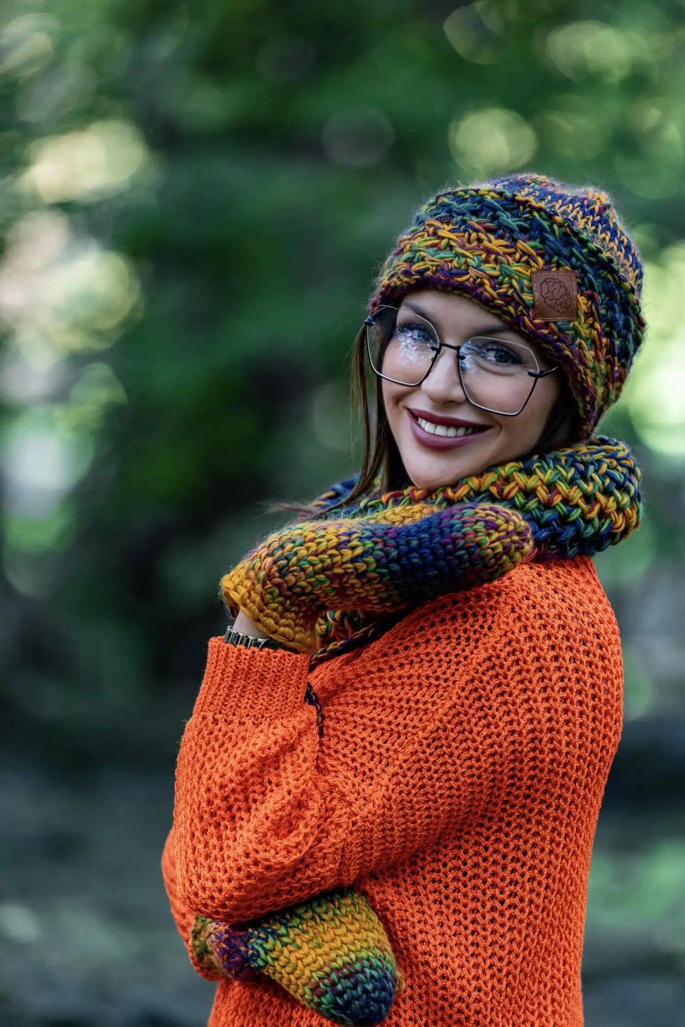 Czapka MERINO 100% Hope "Kolory" + podszewka BAWEŁNA 157 kolorowa czapka damska