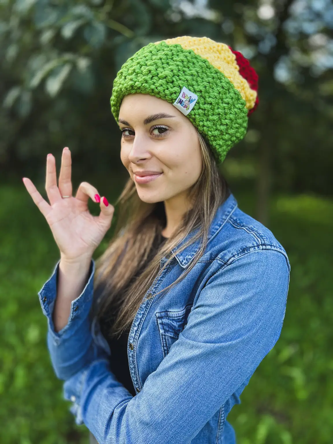 Czapka zimowa slouchy NEVERLAND "Reggae" 100 kolorowa czapka handmade w paski