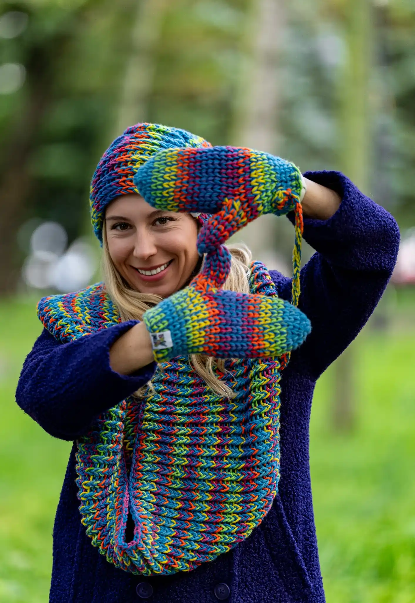 Komin MERINO 50% "Tęcza Błękit" 81 kolorowe rekawiczki merino 1 1
