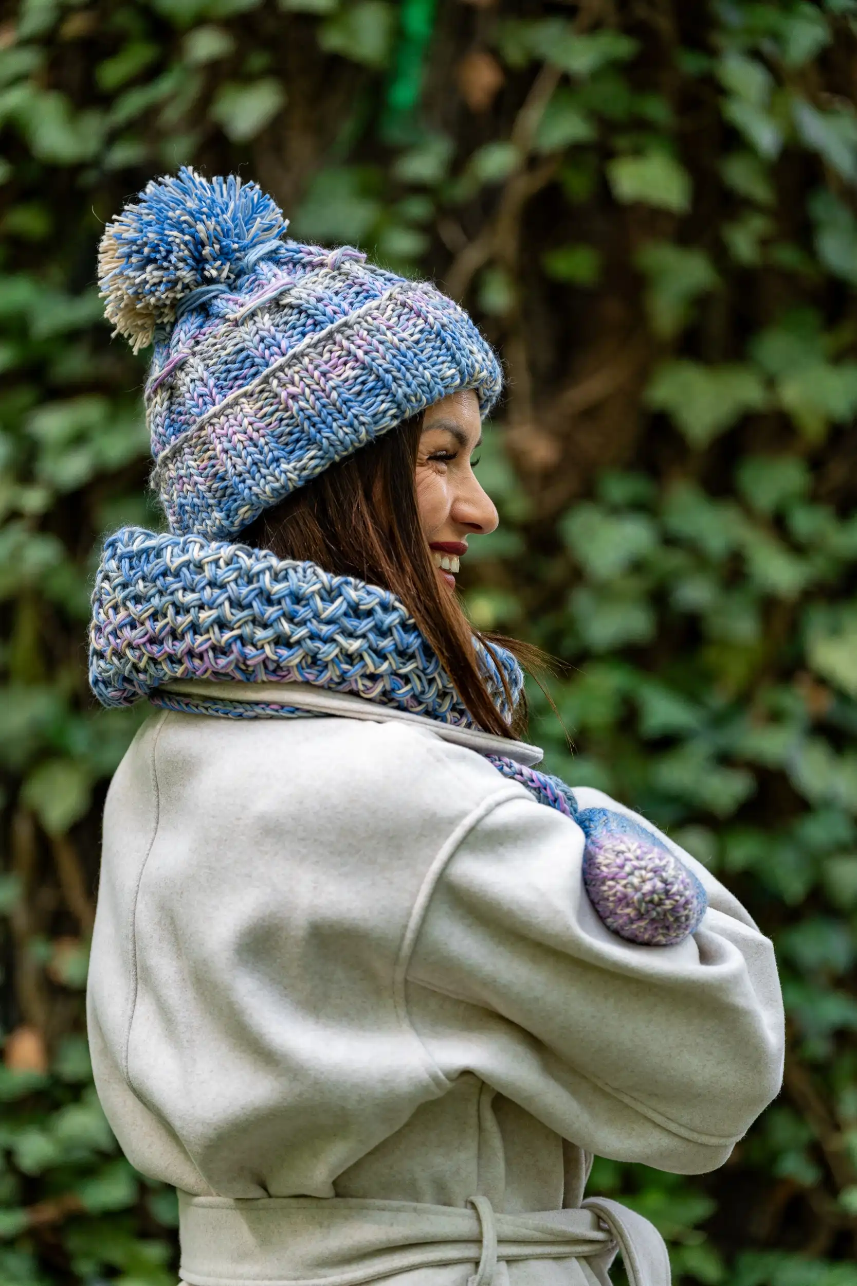 Czapka MERINO 100% Euforia "Pastele" 168 kolorowy komin merino