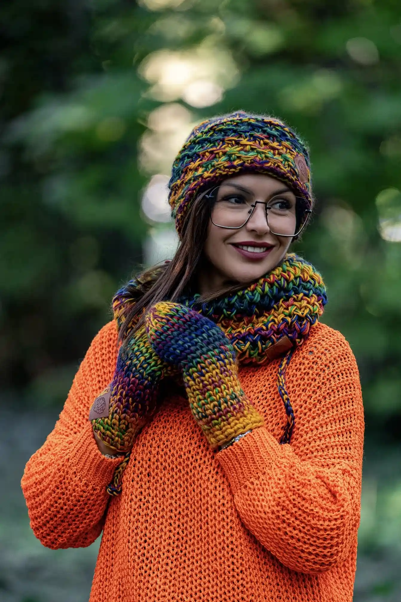 Czapka MERINO 100% Hope "Kolory" + podszewka BAWEŁNA 153 kolorowy komplet zimowy merino