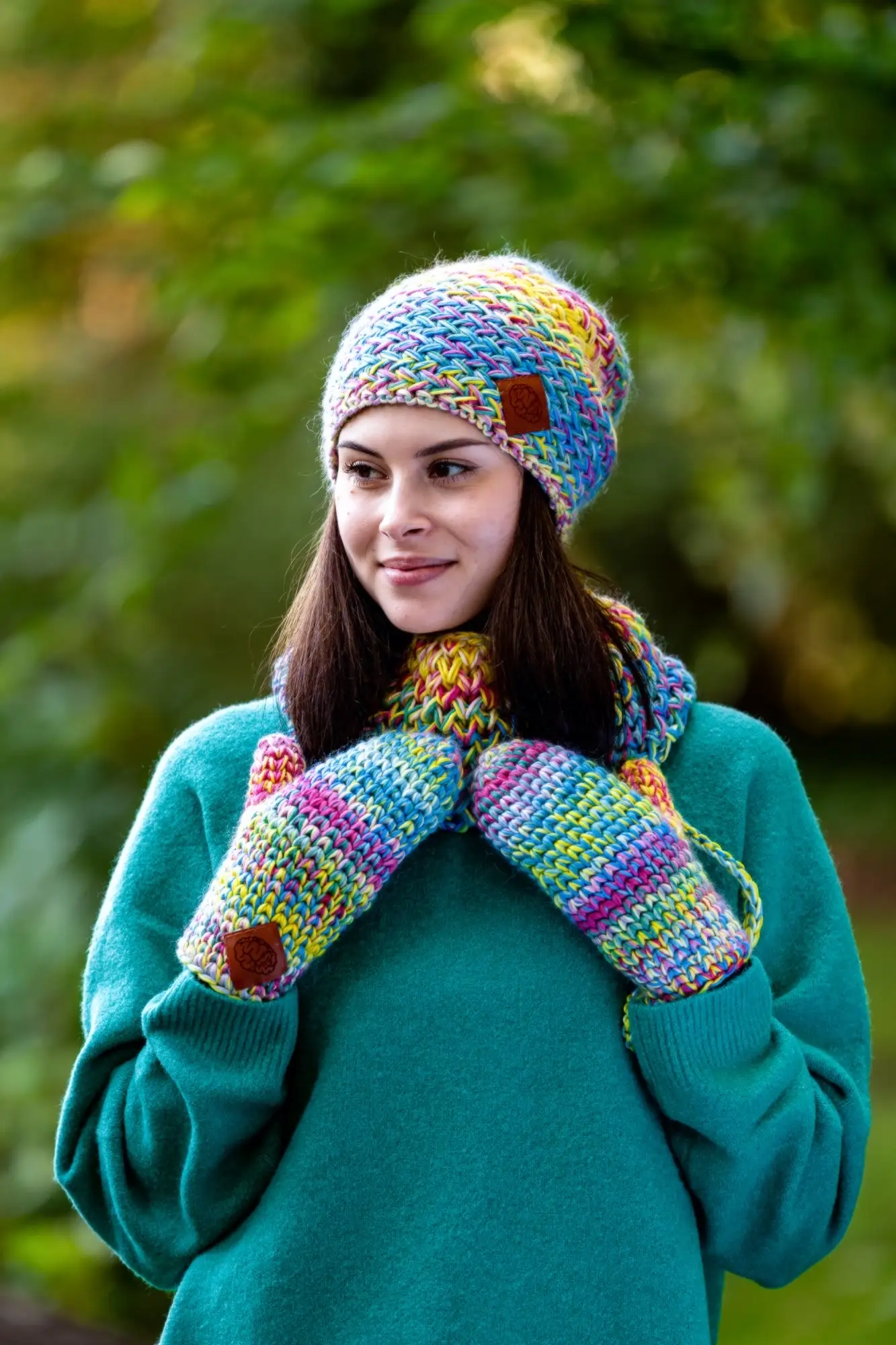 Czapka MERINO 100% Explorer "Cukierki" 43 kolorowy zestaw zimowy merino