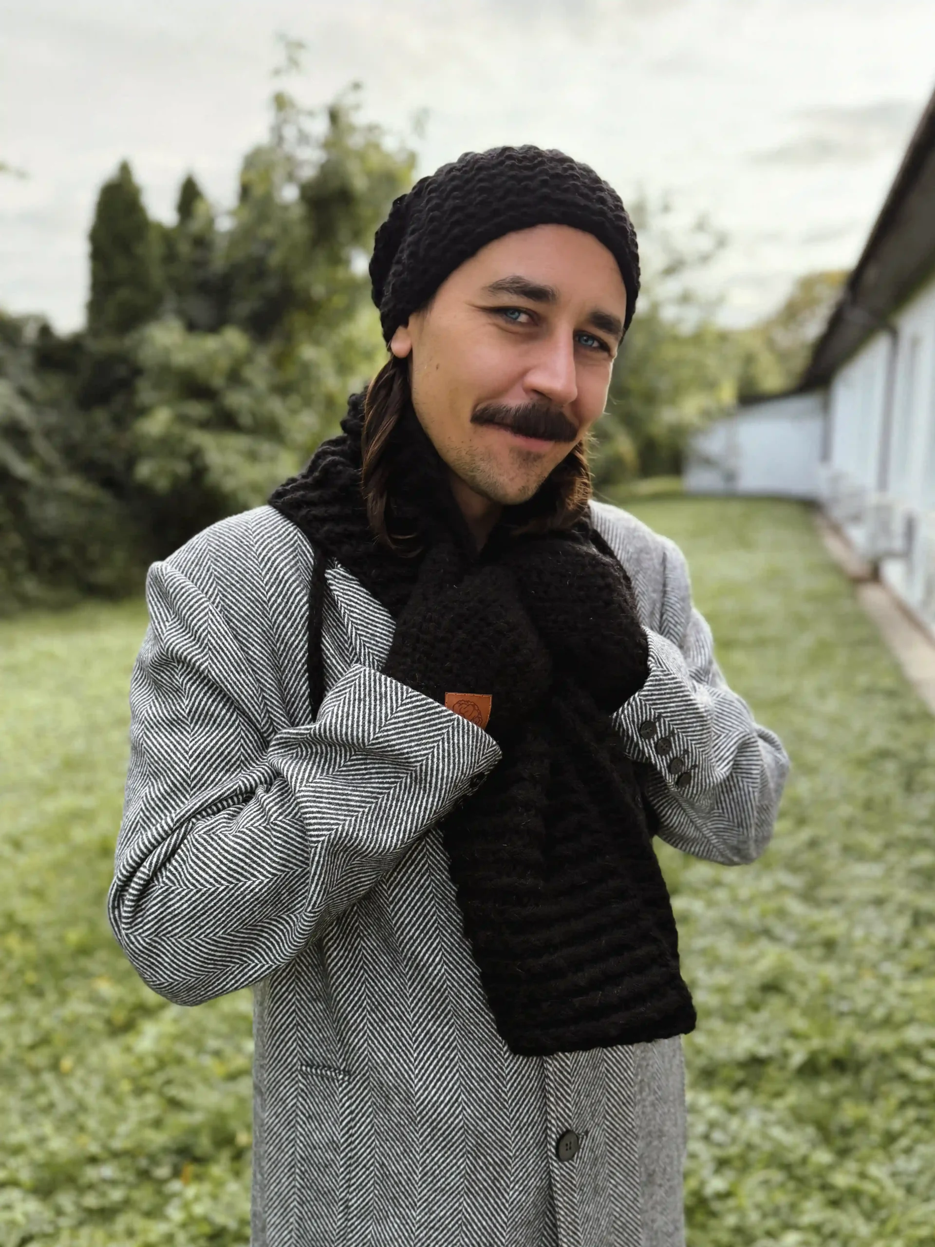 Męski komin MERINO "Czarny" 99 komin dla mężczyzny czarny merino