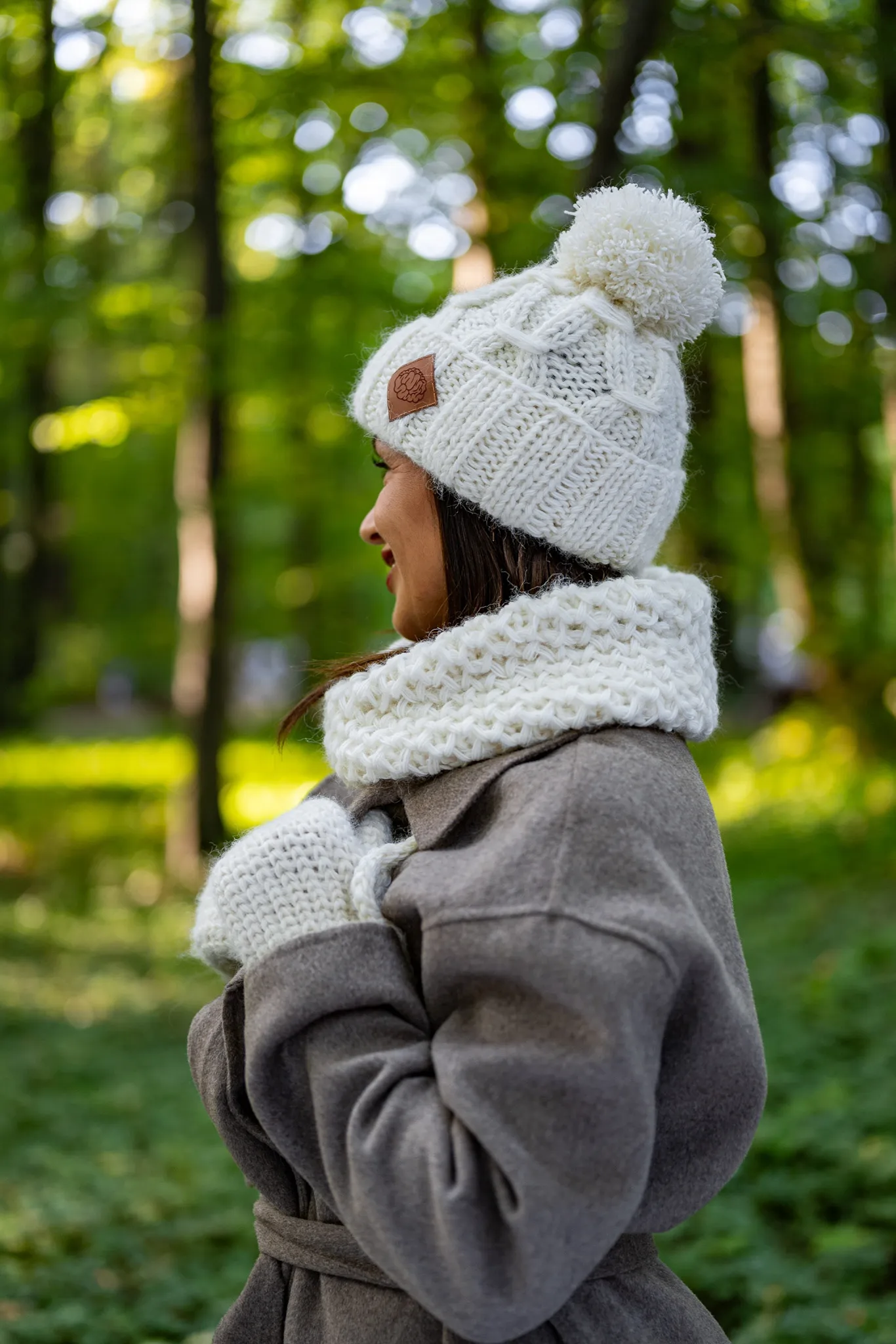 Mały komin MERINO "Beżowy ecru" 174 komin merino ercu