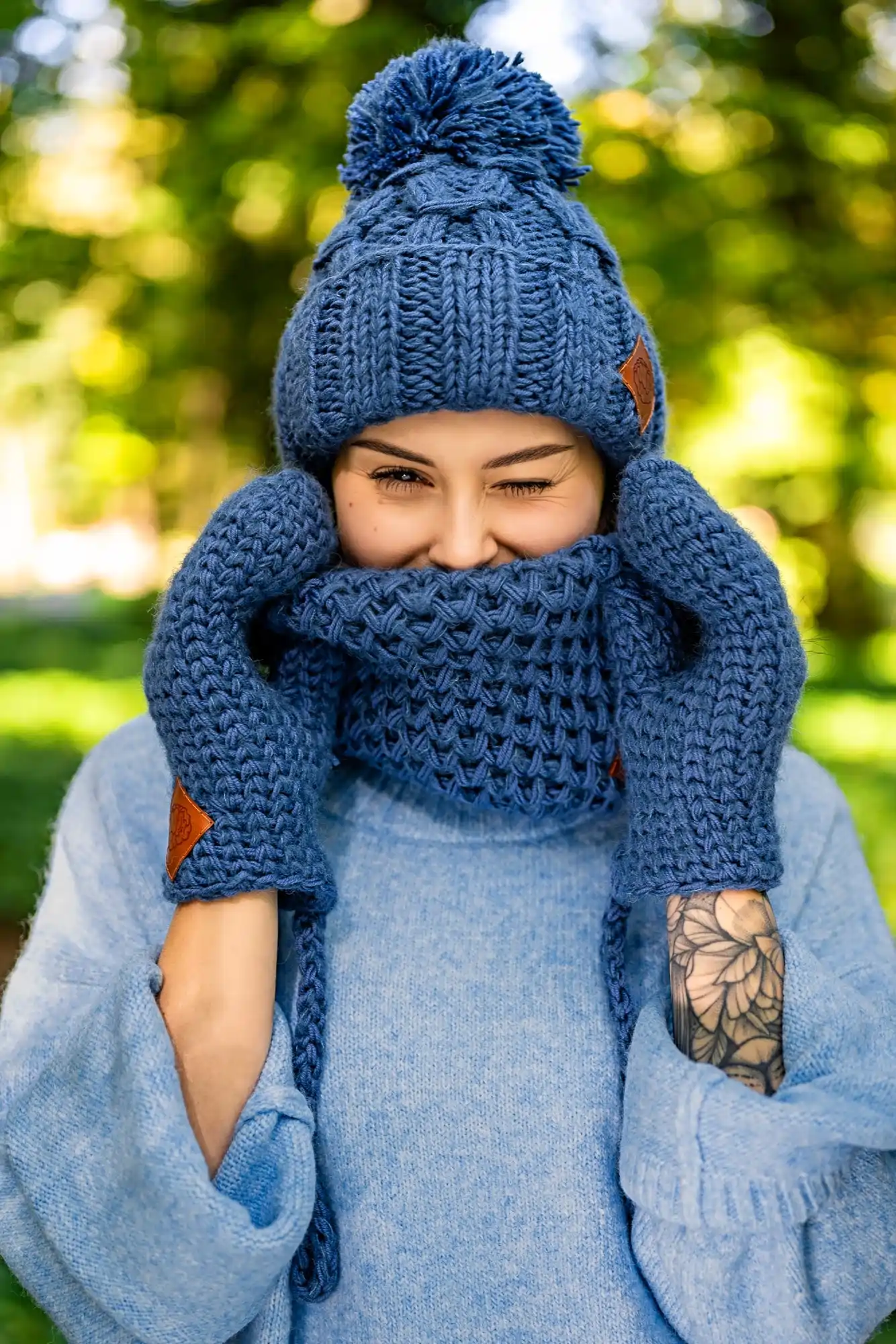 Mały komin MERINO "Ciemny niebieski" 60 komin merino niebieski kobalt