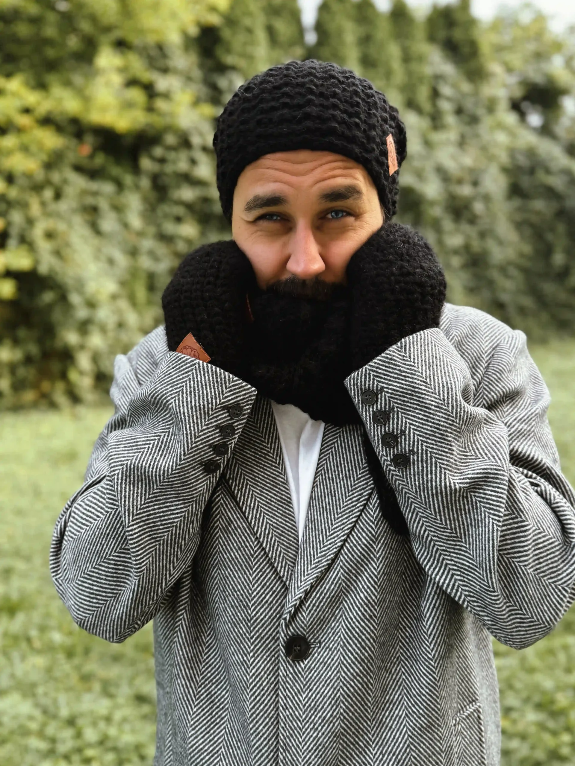 Męski komin MERINO "Czarny" 102 komin na szyję merino czarny
