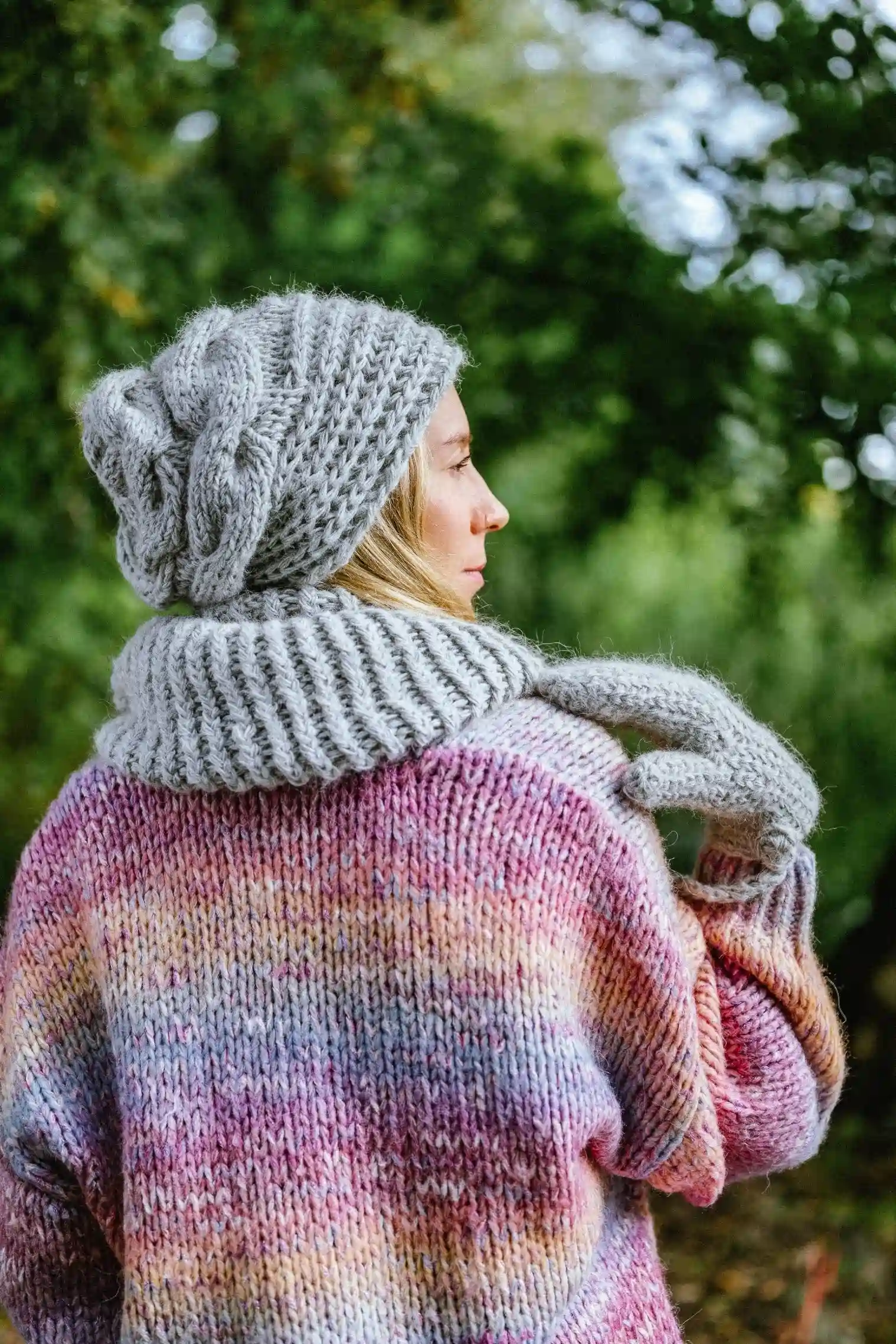 Czapka MERINO This is it "Wybielony szary" 62 komin z wełny merino