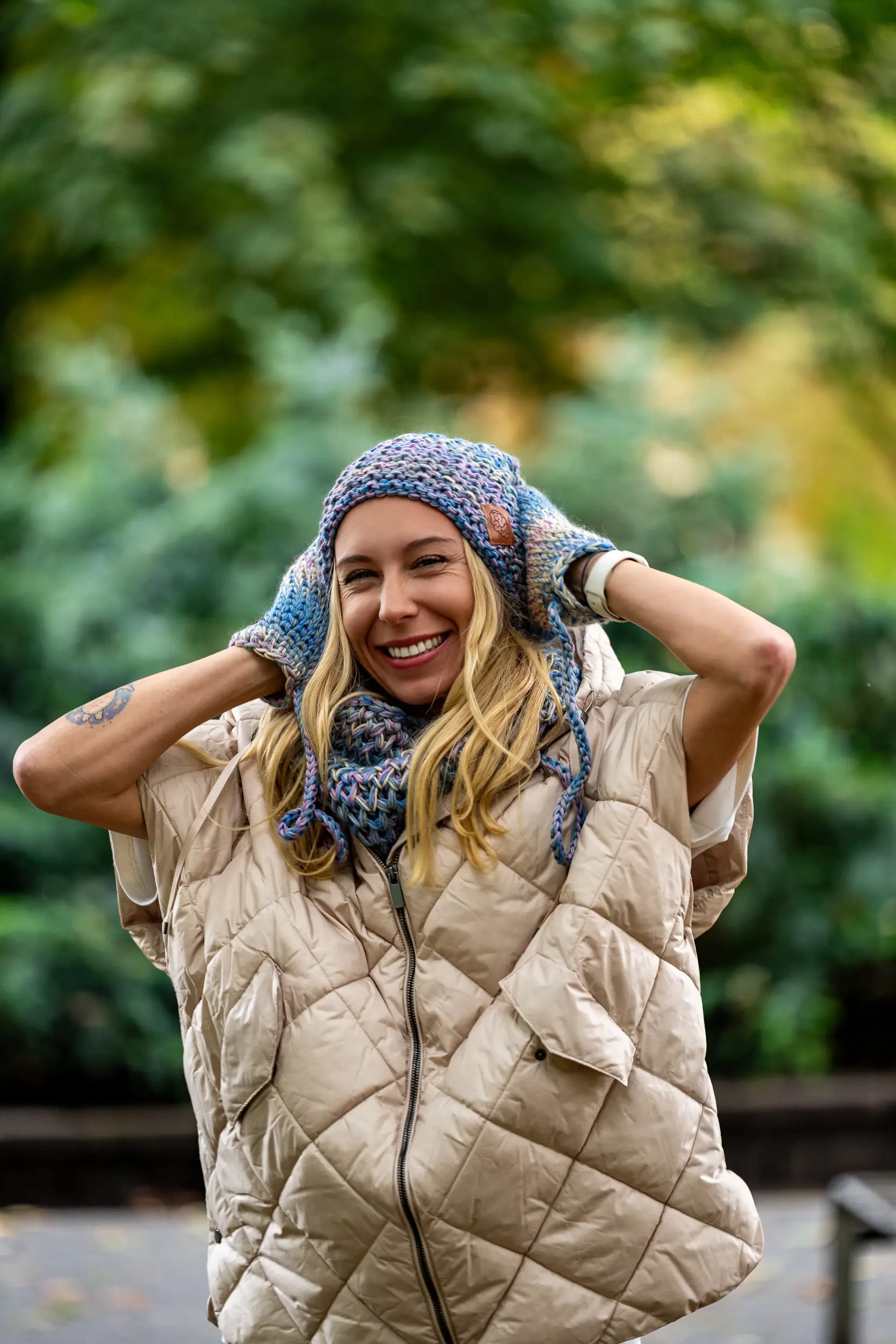 Czapka MERINO 100% Neverland "Pastele" + podszewka BAWEŁNA 66 komplet czapka szalik merino