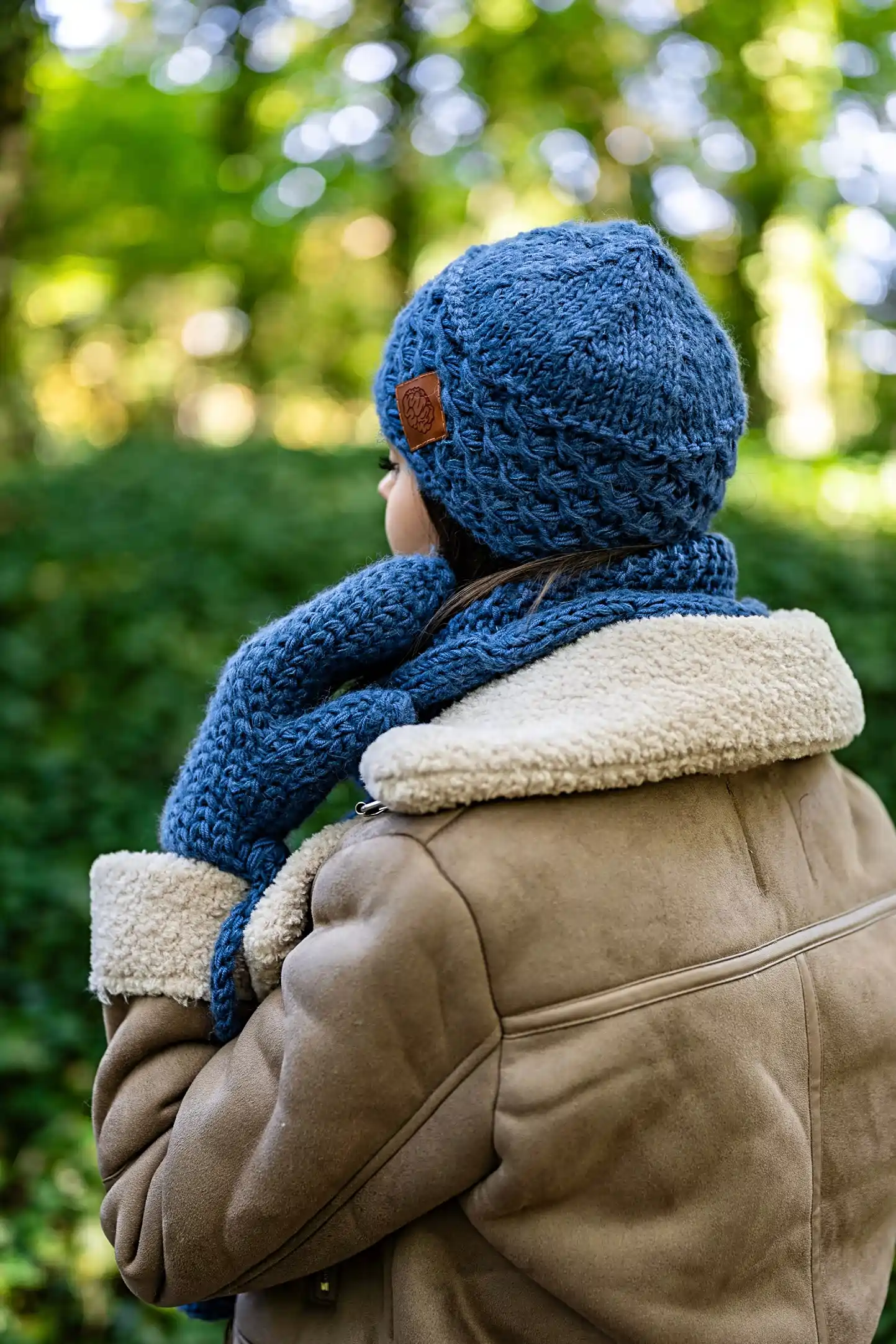 Czapka MERINO Hope "Ciemny niebieski" + podszewka JEDWAB 143 krótka czapka z jedwabną podszewką