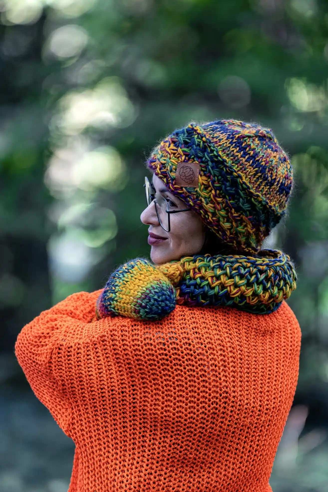 Czapka MERINO 100% Hope "Kolory" + podszewka BAWEŁNA 159 krótka kolorowa czapka merino