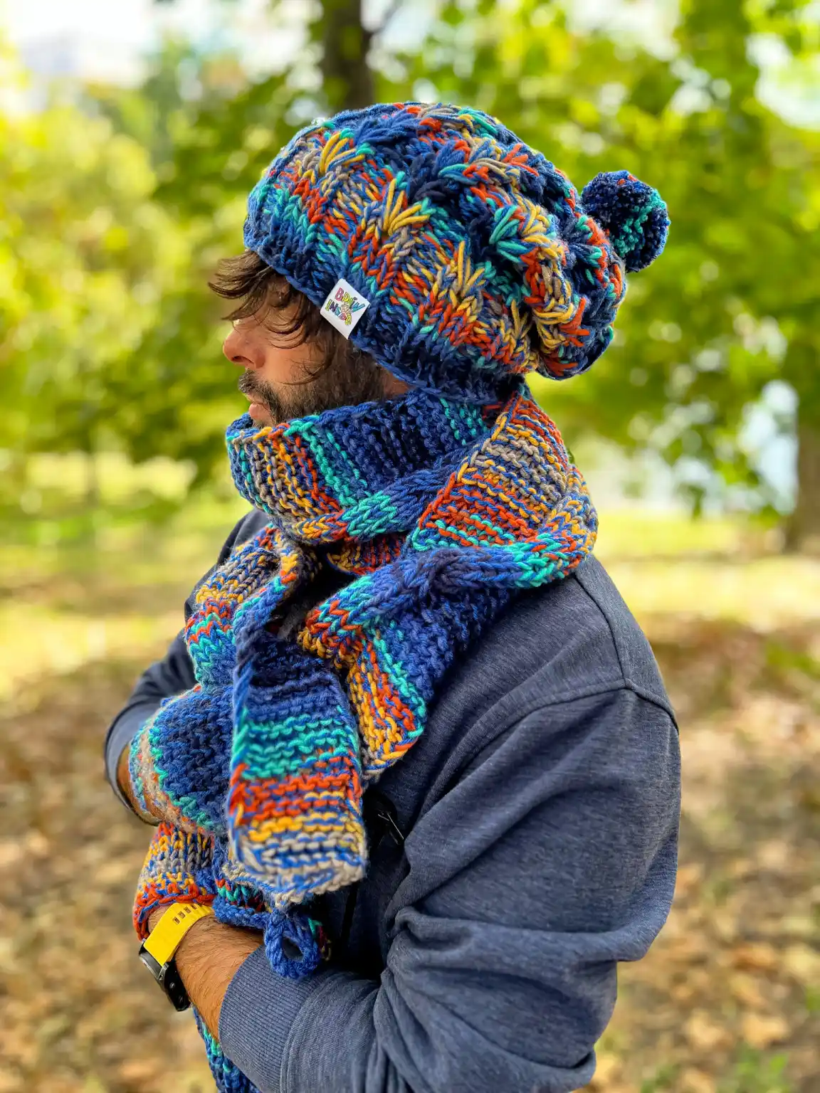 Męska czapka MERINO 50% "Górski potok" SMILE 242 luzna meska czapka